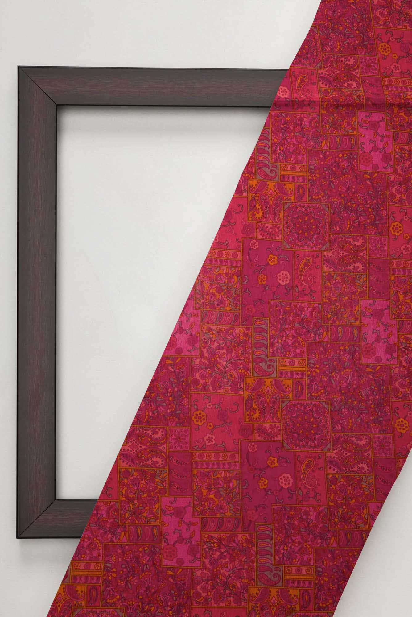 Dark Pink Chanderi Silk Dress Material