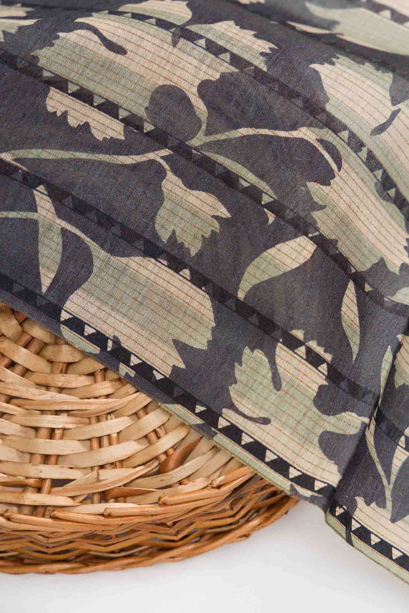 Grey Tussar Silk Dress Material