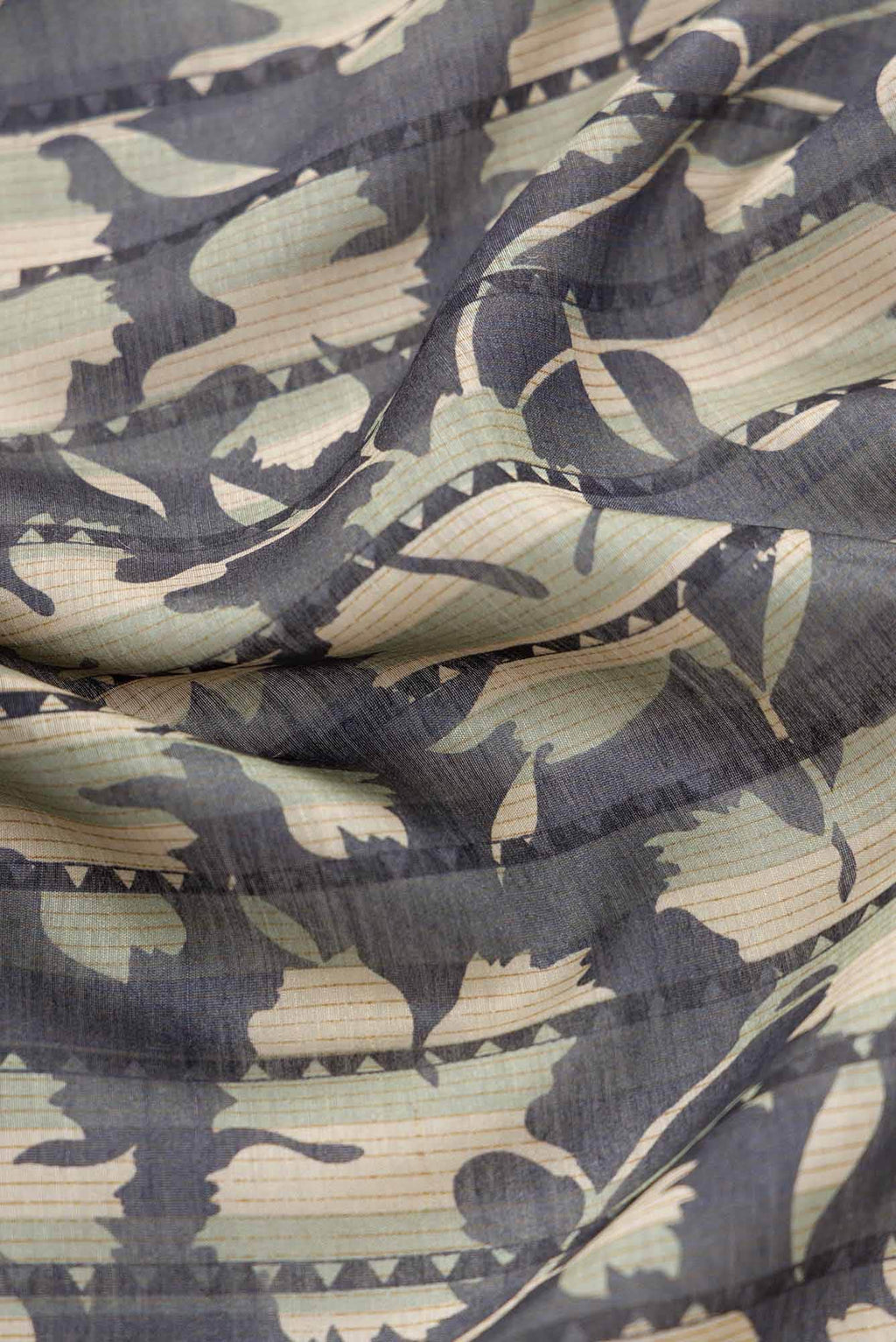 Grey Tussar Silk Dress Material