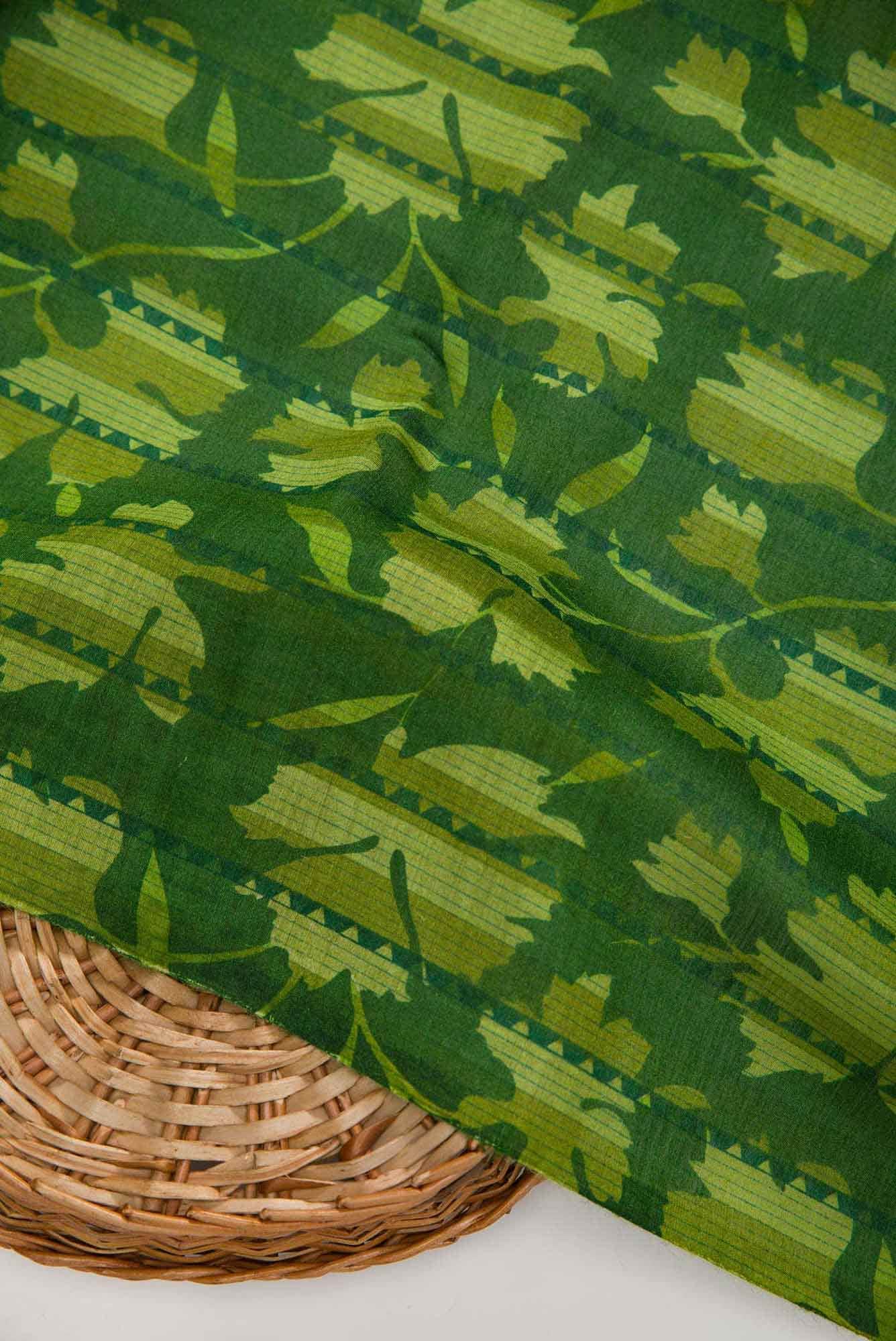 Green Chanderi Silk Dress Material