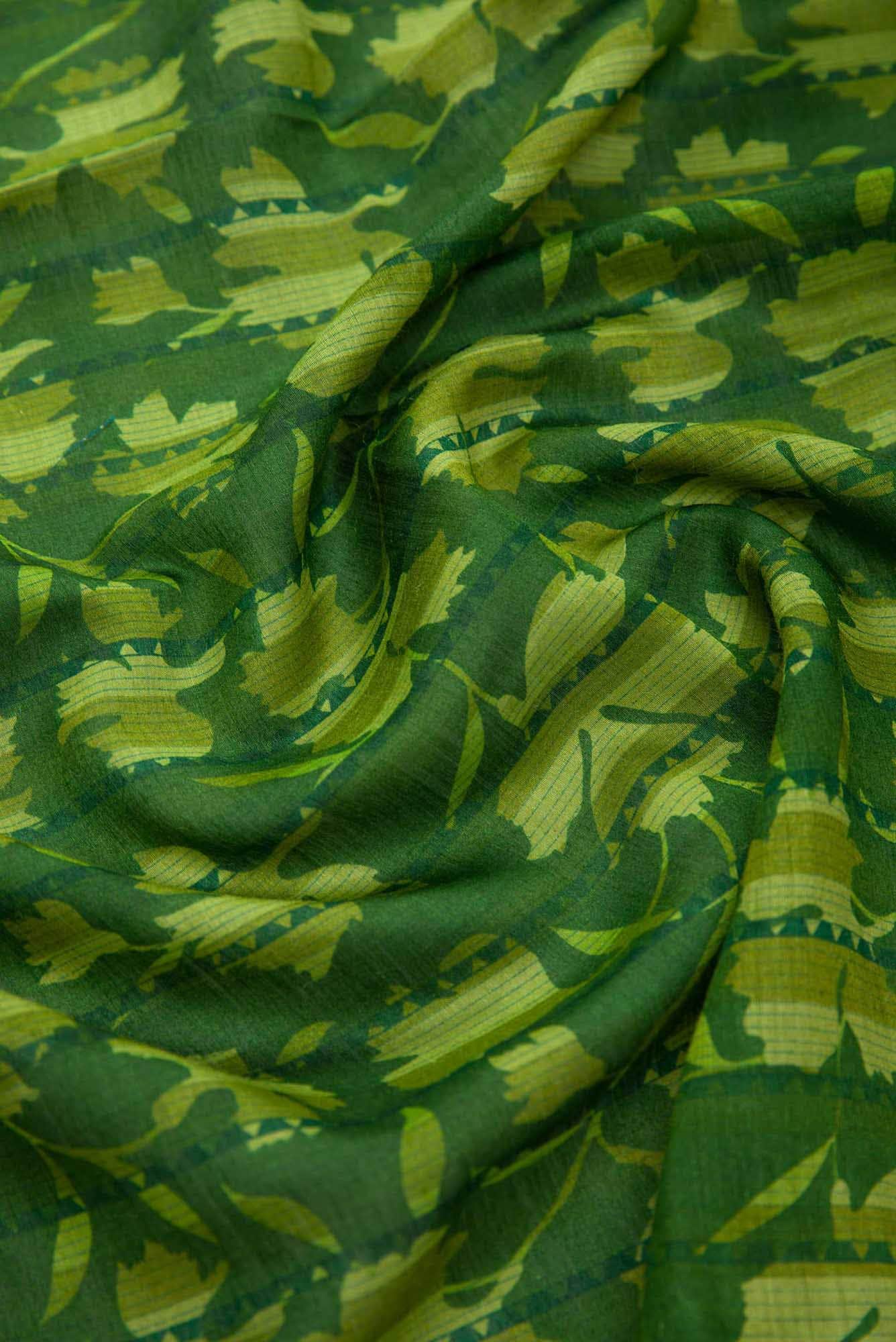 Green Chanderi Silk Dress Material