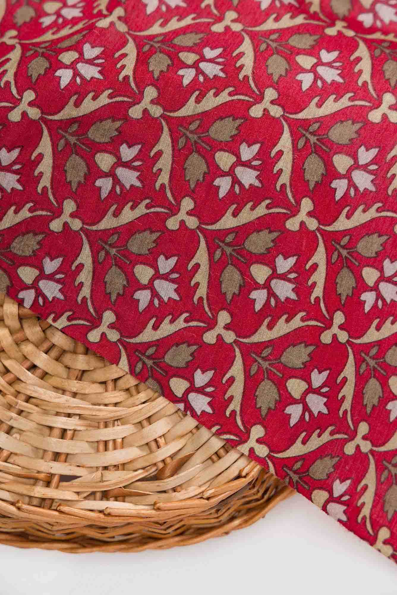 Maroon Chanderi Silk Dress Material