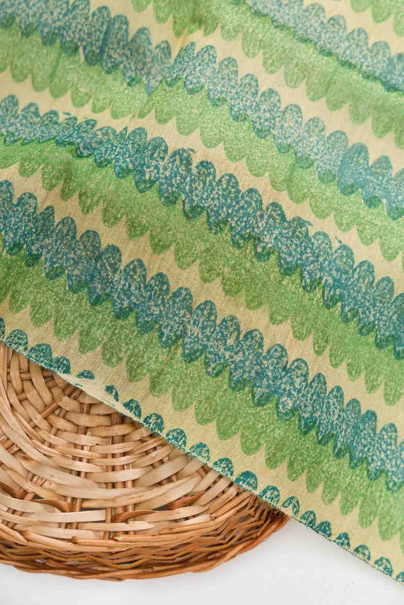Green Tussar Silk Dress Material