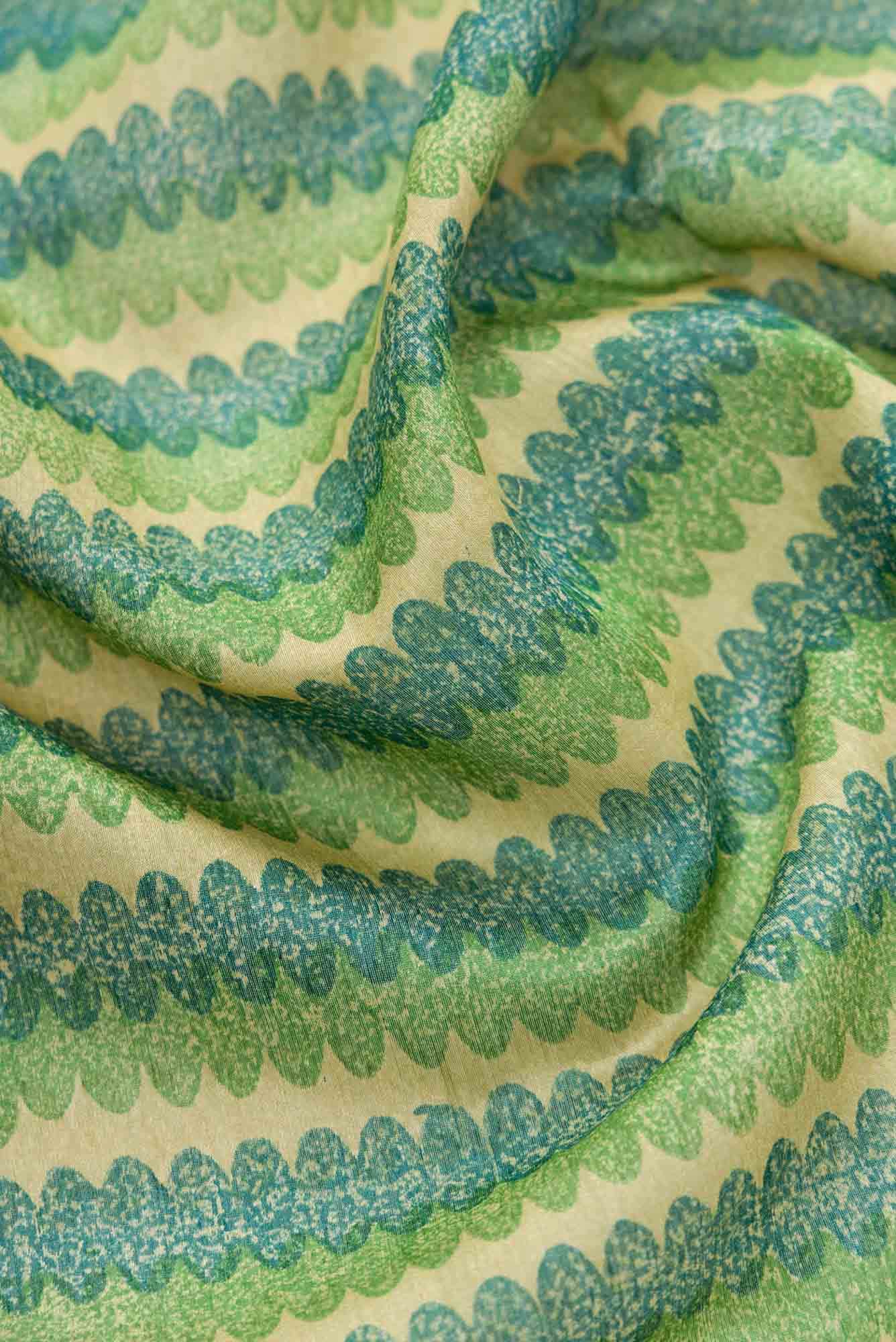 Green Tussar Silk Dress Material