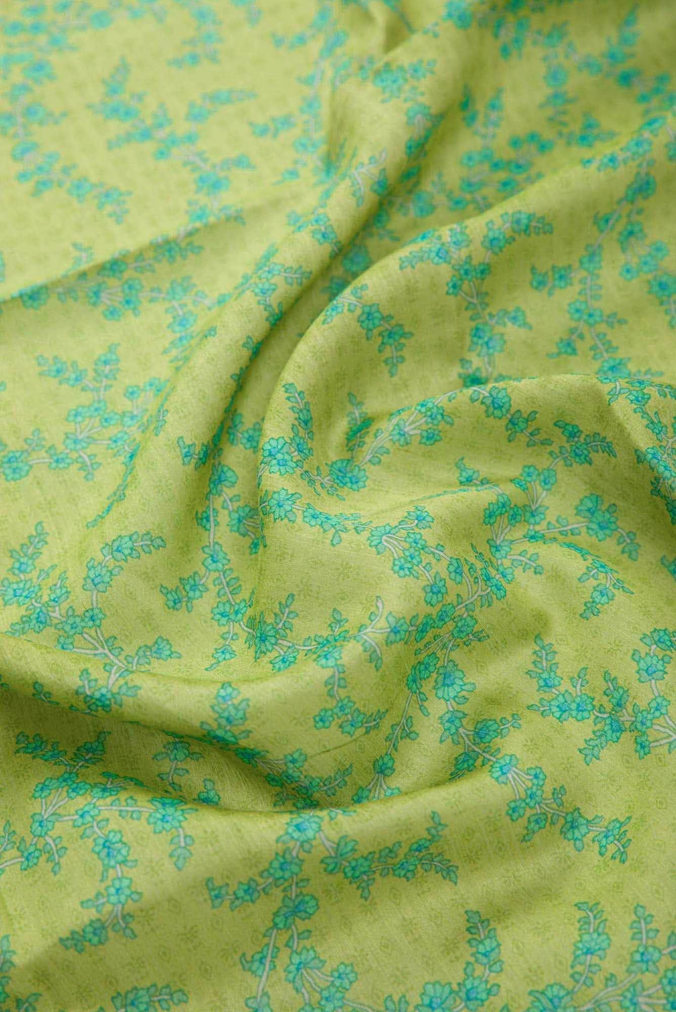 Green Chanderi Silk Dress Material