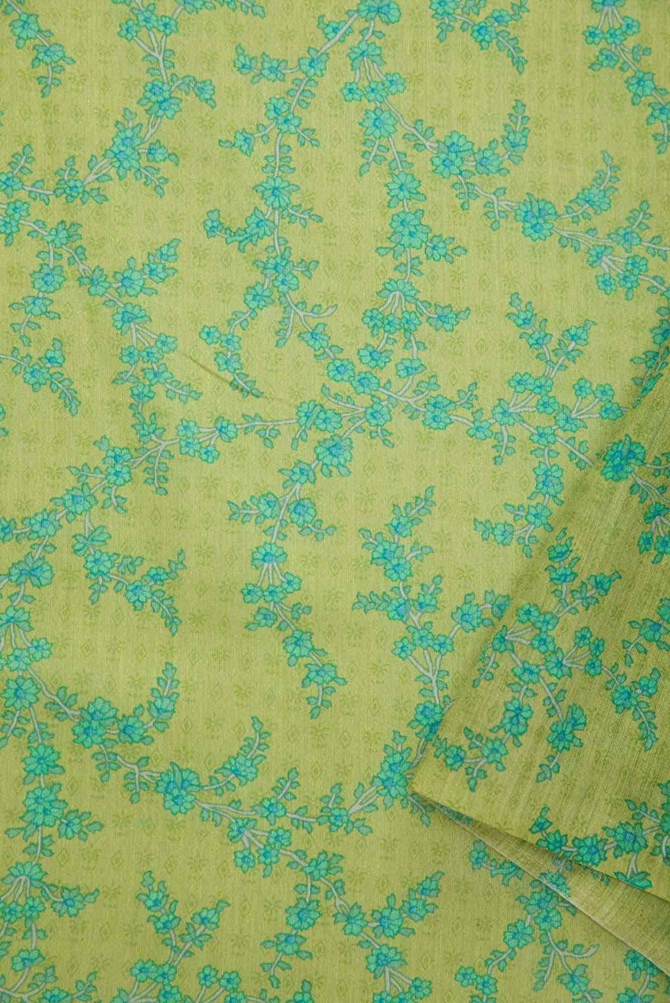 Green Chanderi Silk Dress Material