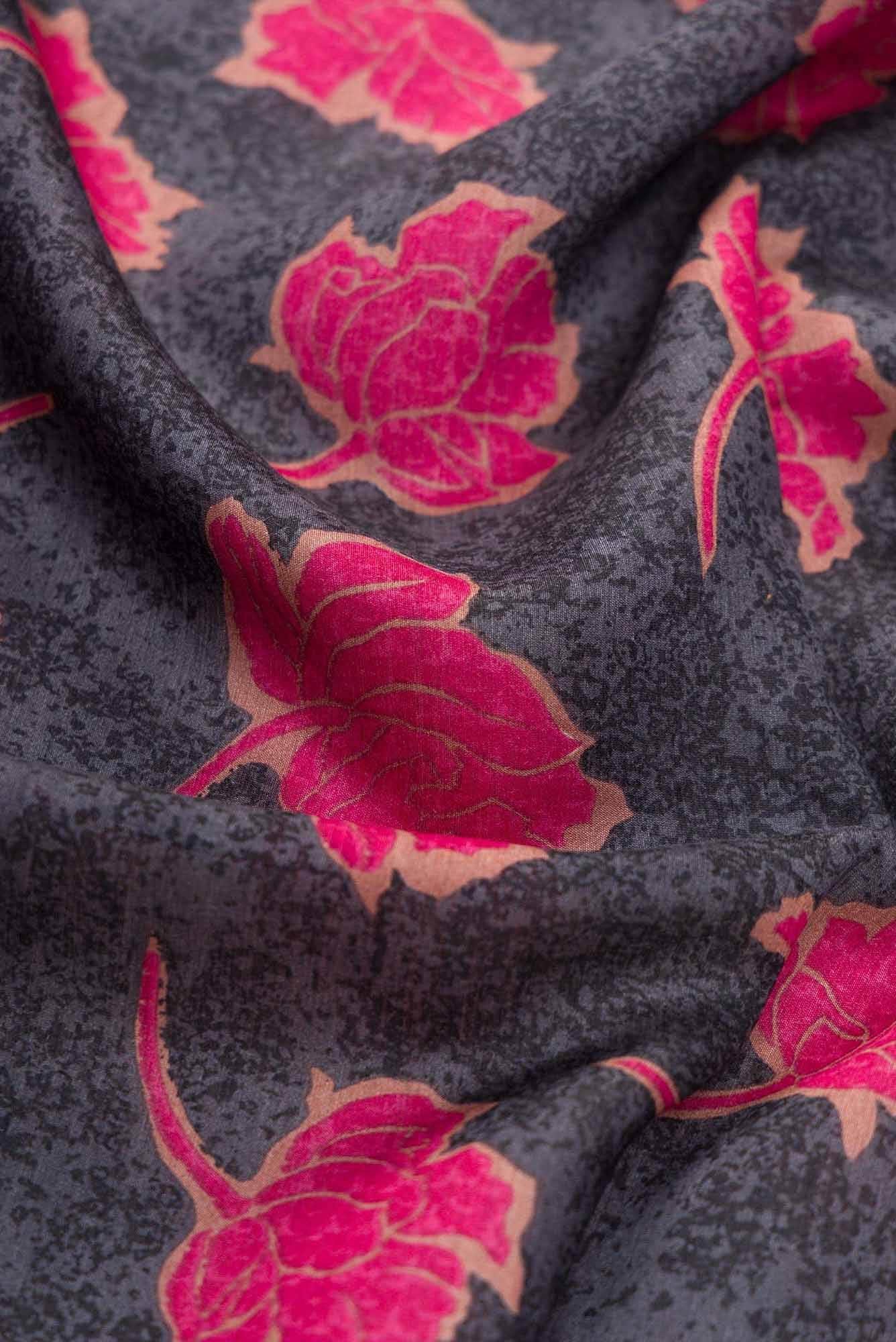 Grey Chanderi Silk Dress Material