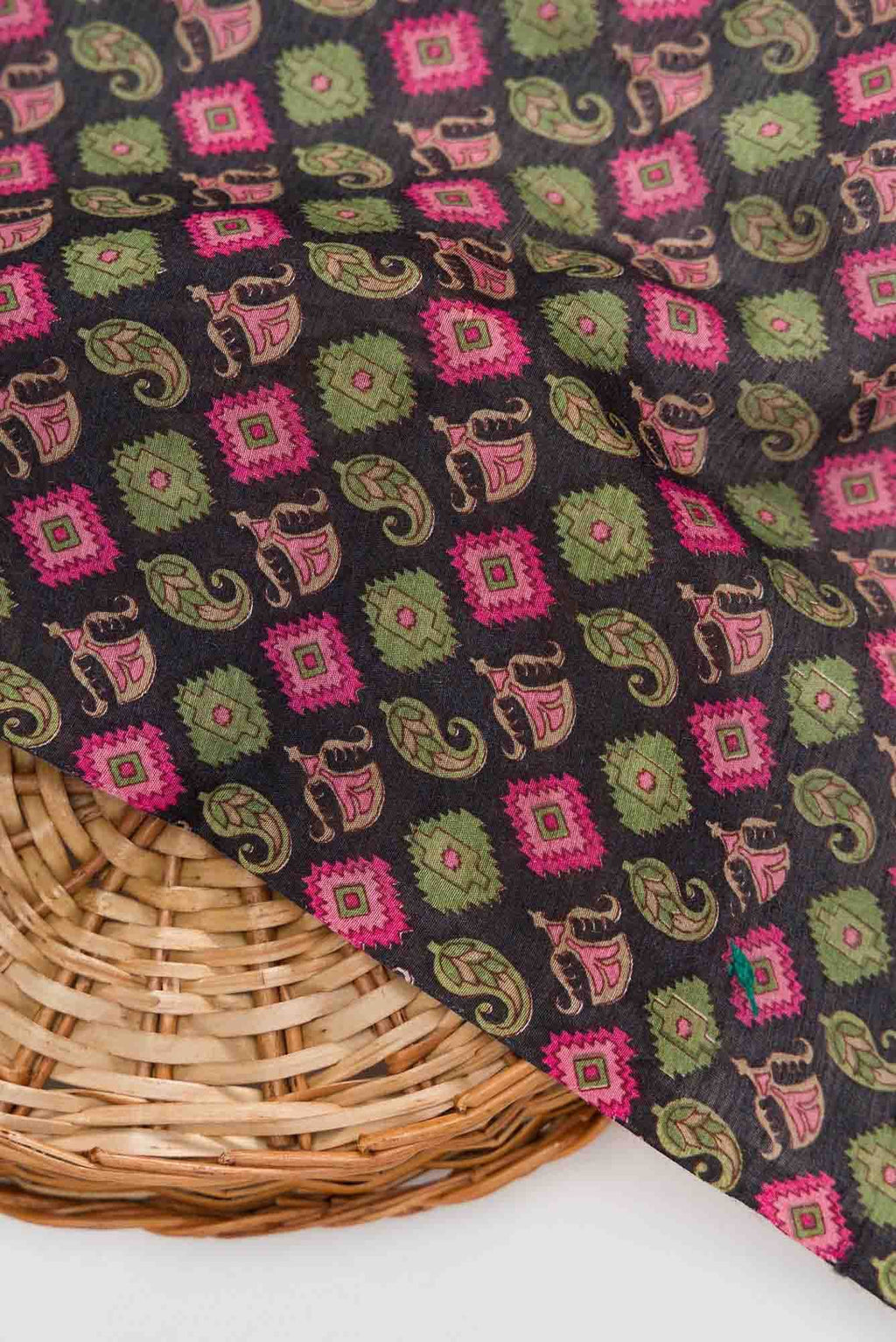 Black Chanderi Silk Dress Material