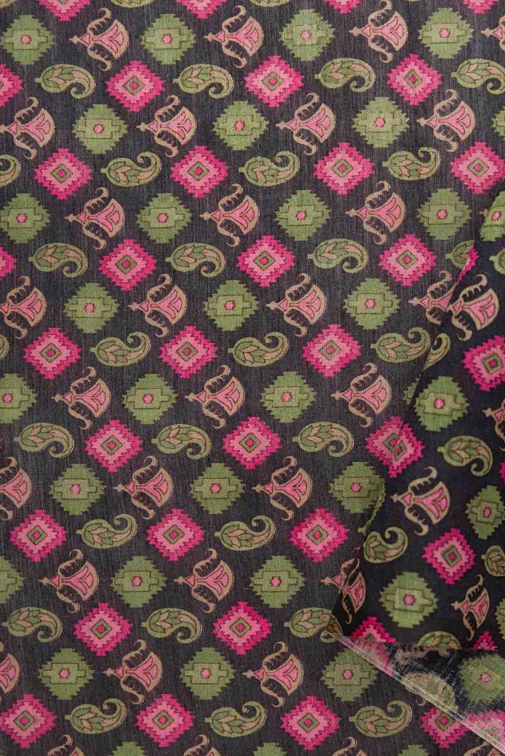 Black Chanderi Silk Dress Material