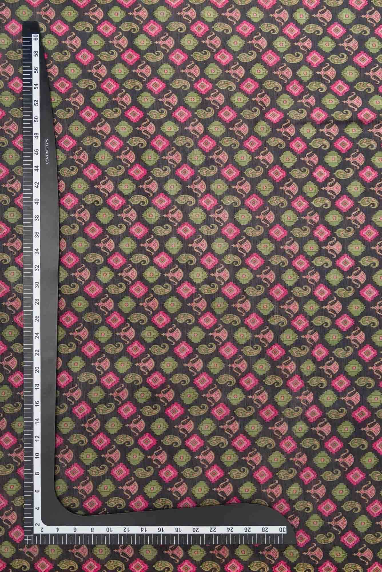 Black Chanderi Silk Dress Material