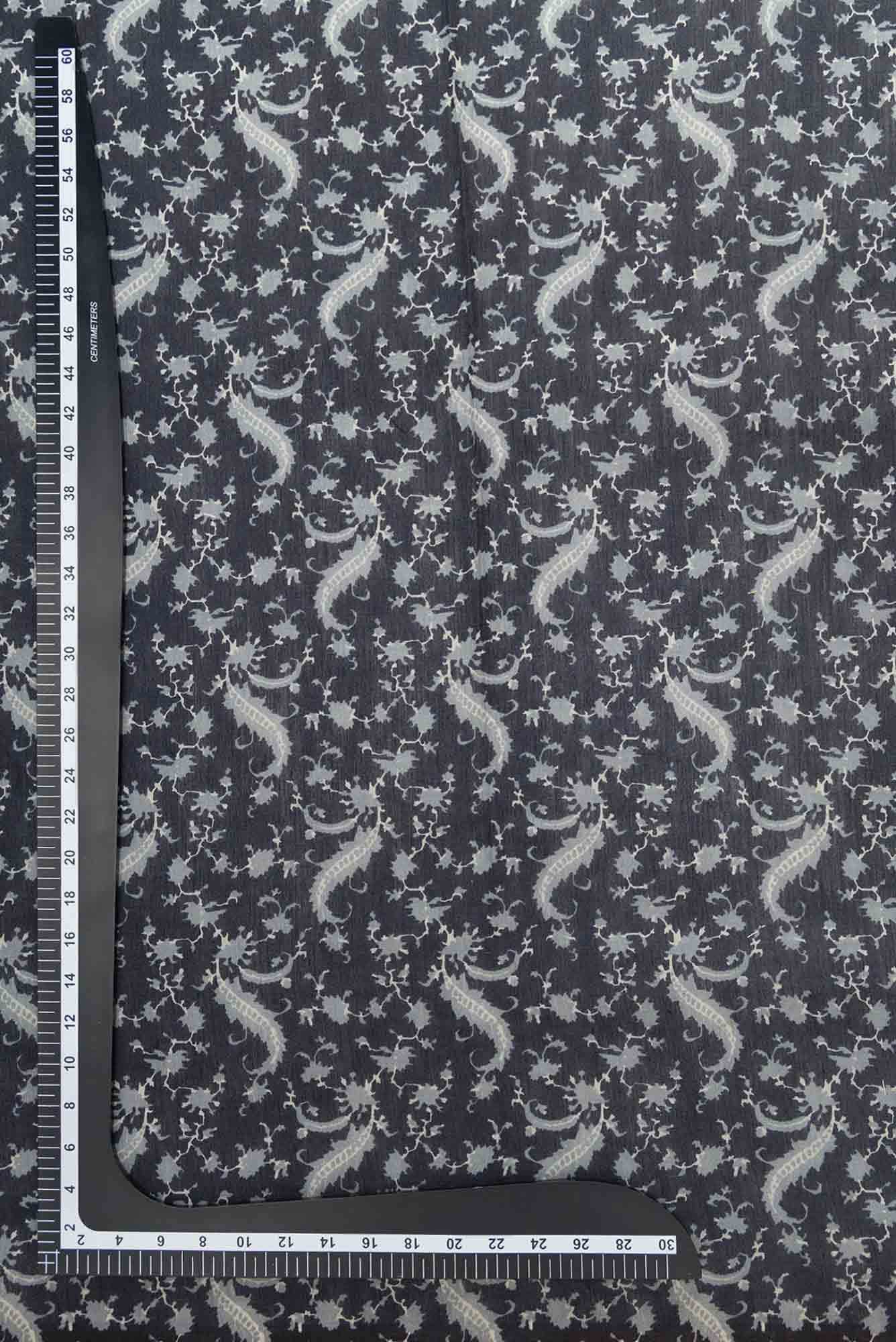 Black Tussar Silk Dress Material