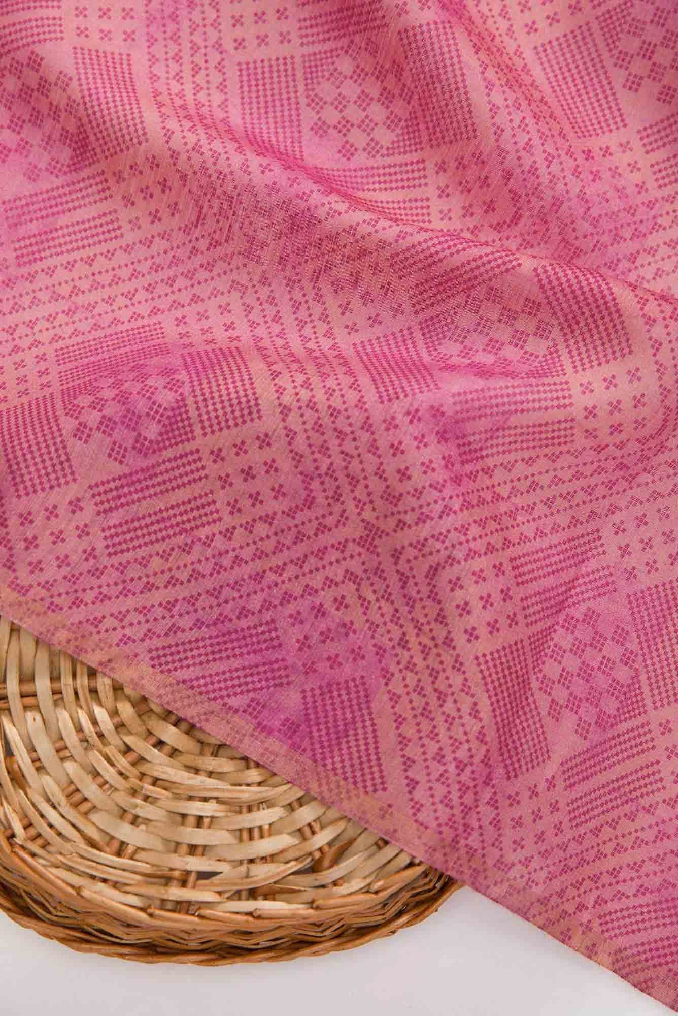 Pink Chanderi Silk Dress Material