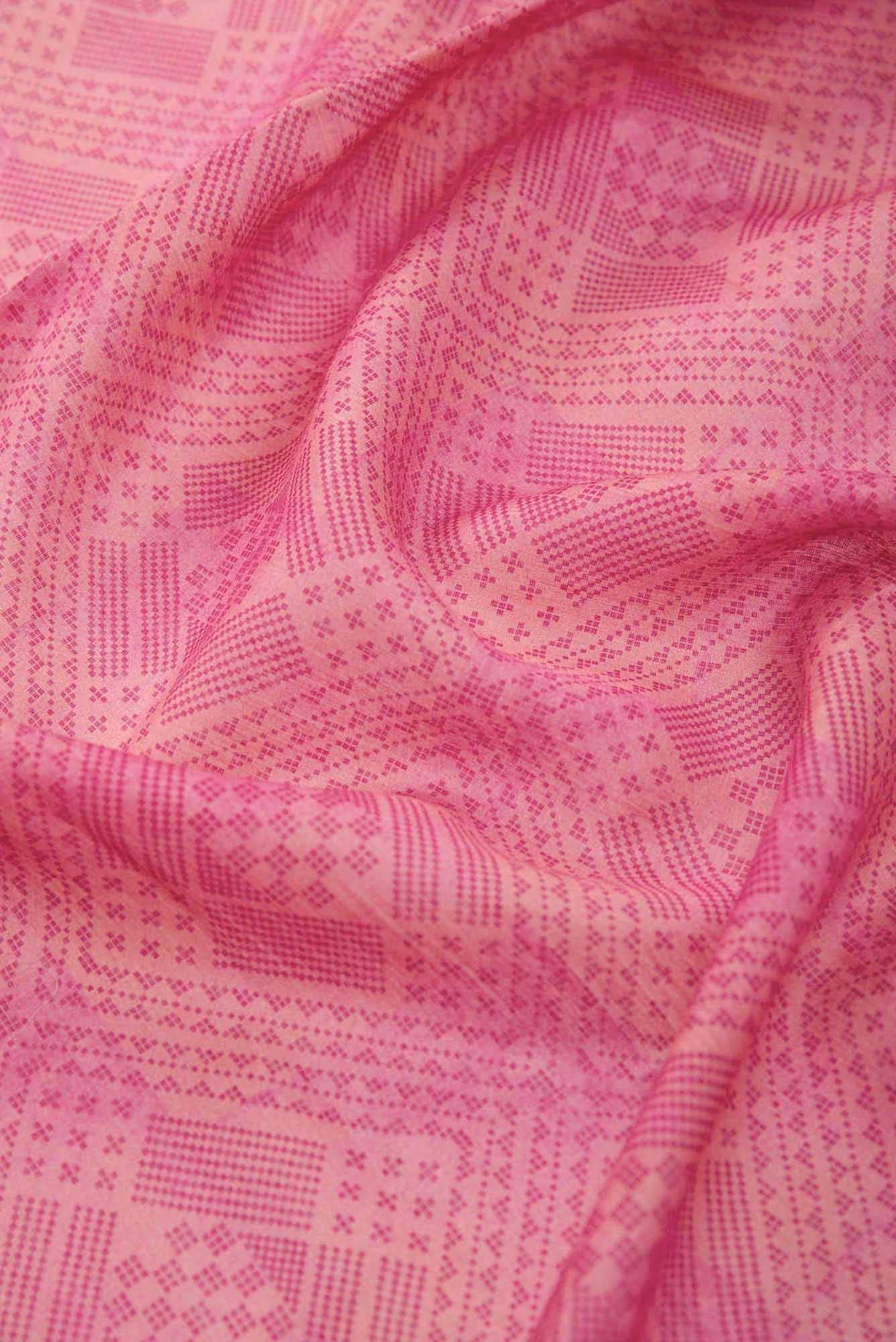 Pink Chanderi Silk Dress Material