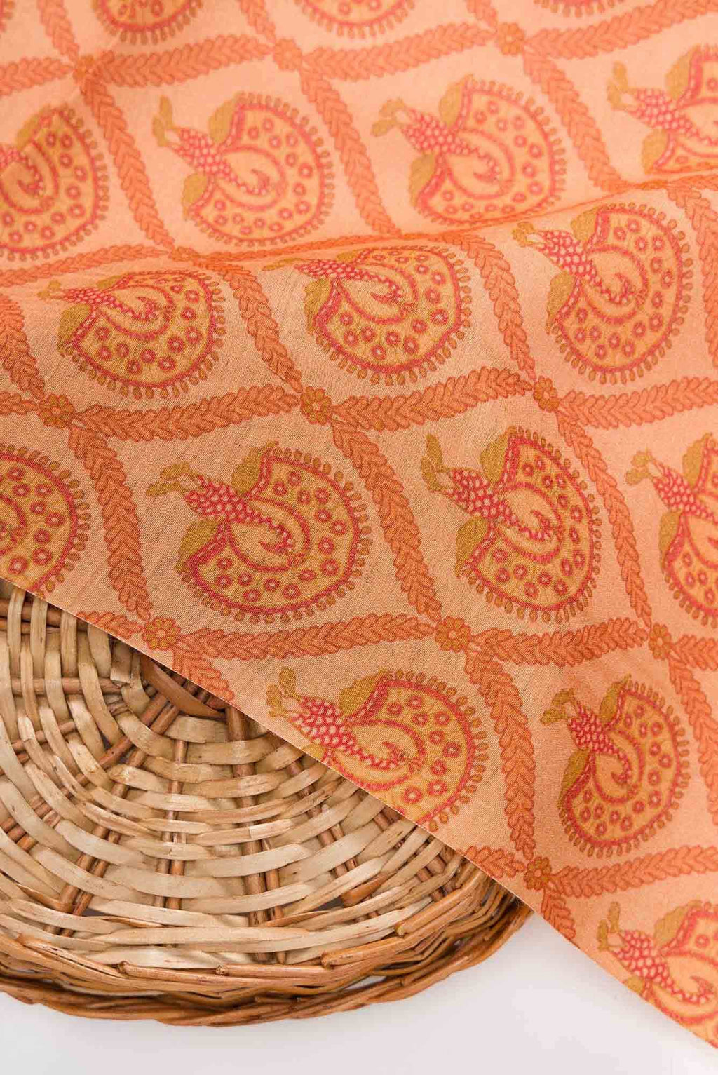 Peach Tussar Silk Dress Material