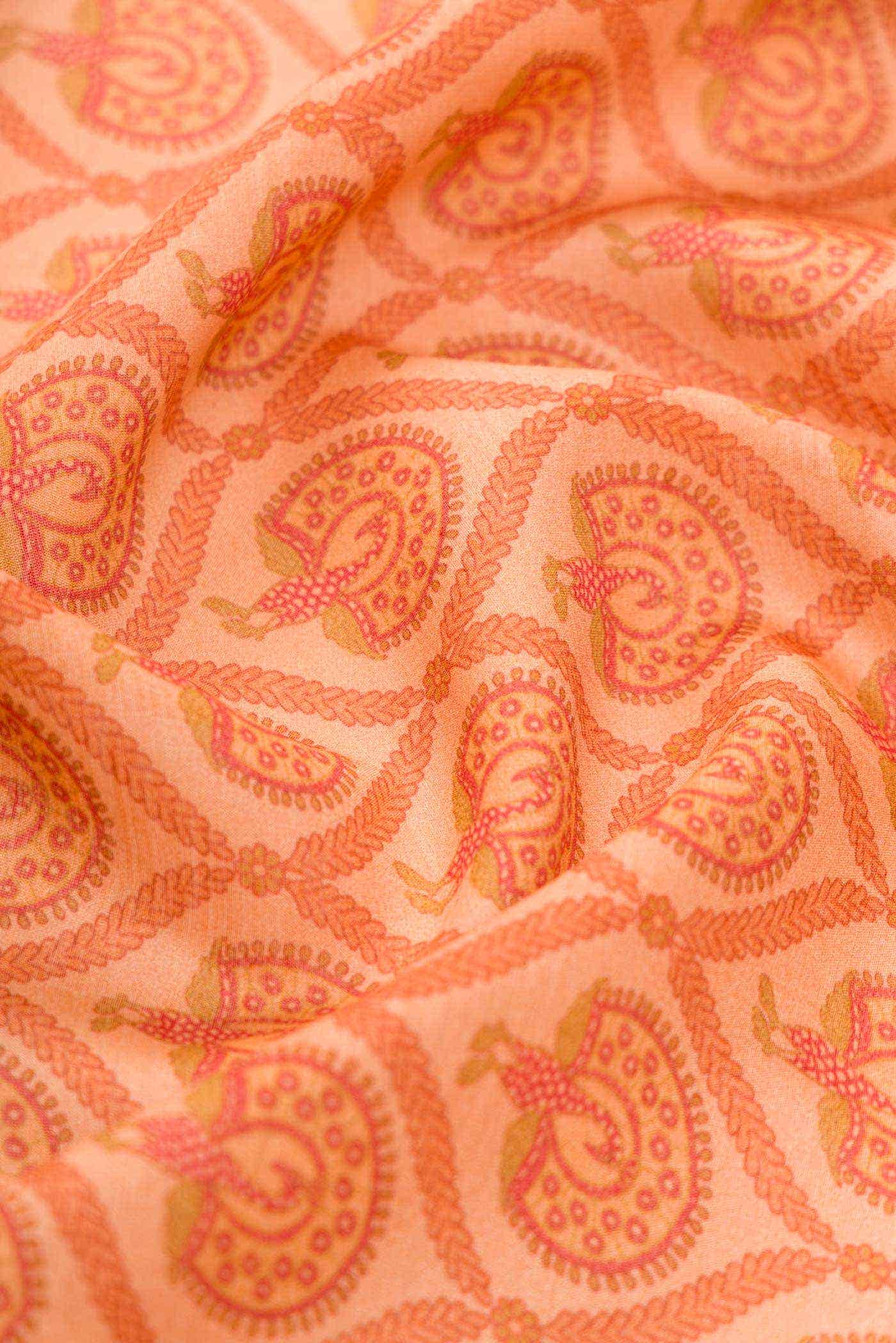 Peach Tussar Silk Dress Material