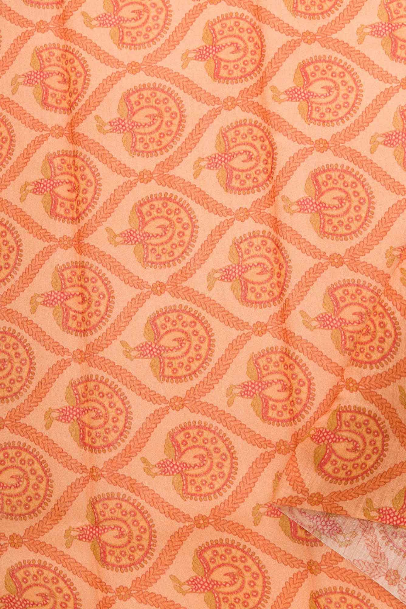Peach Tussar Silk Dress Material