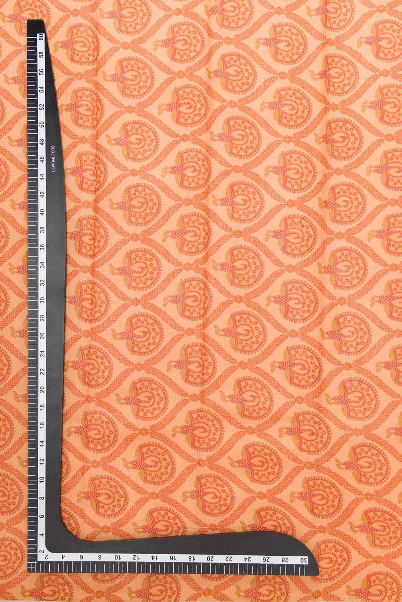 Peach Tussar Silk Dress Material