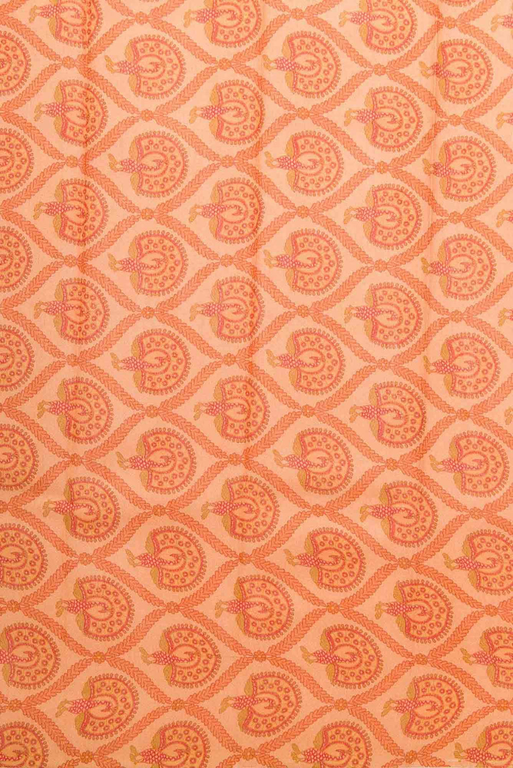Peach Tussar Silk Dress Material