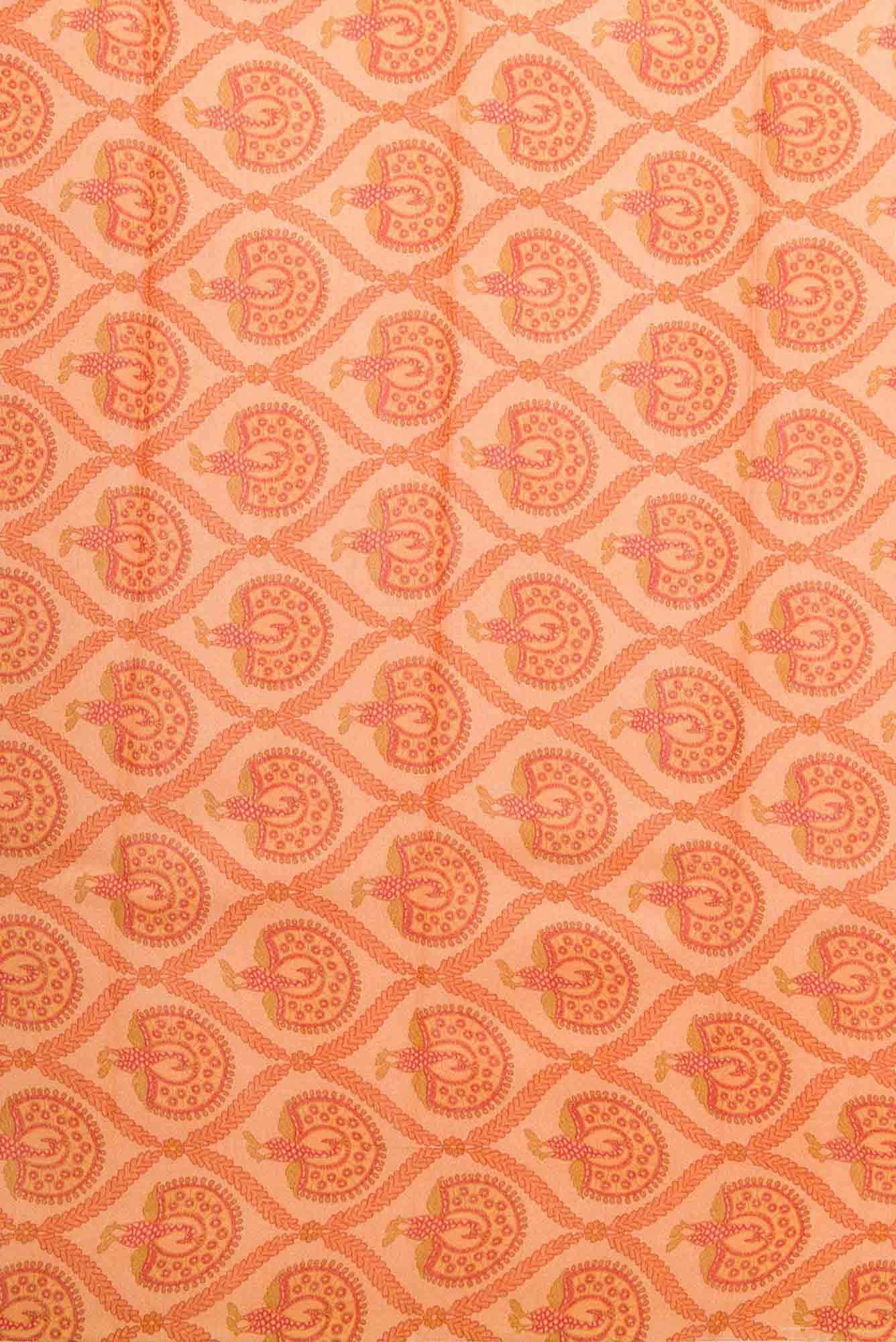 Peach Tussar Silk Dress Material