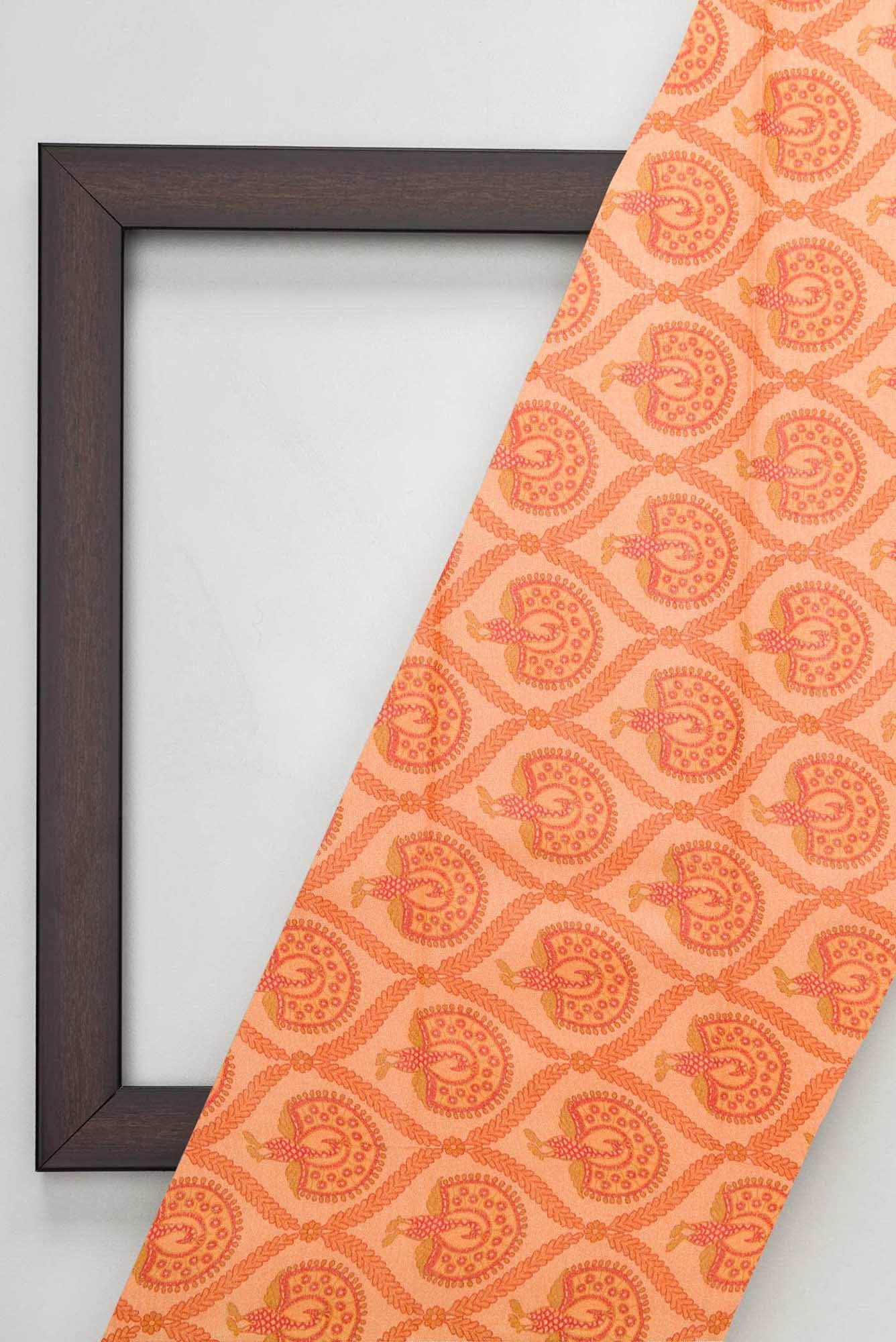 Peach Tussar Silk Dress Material