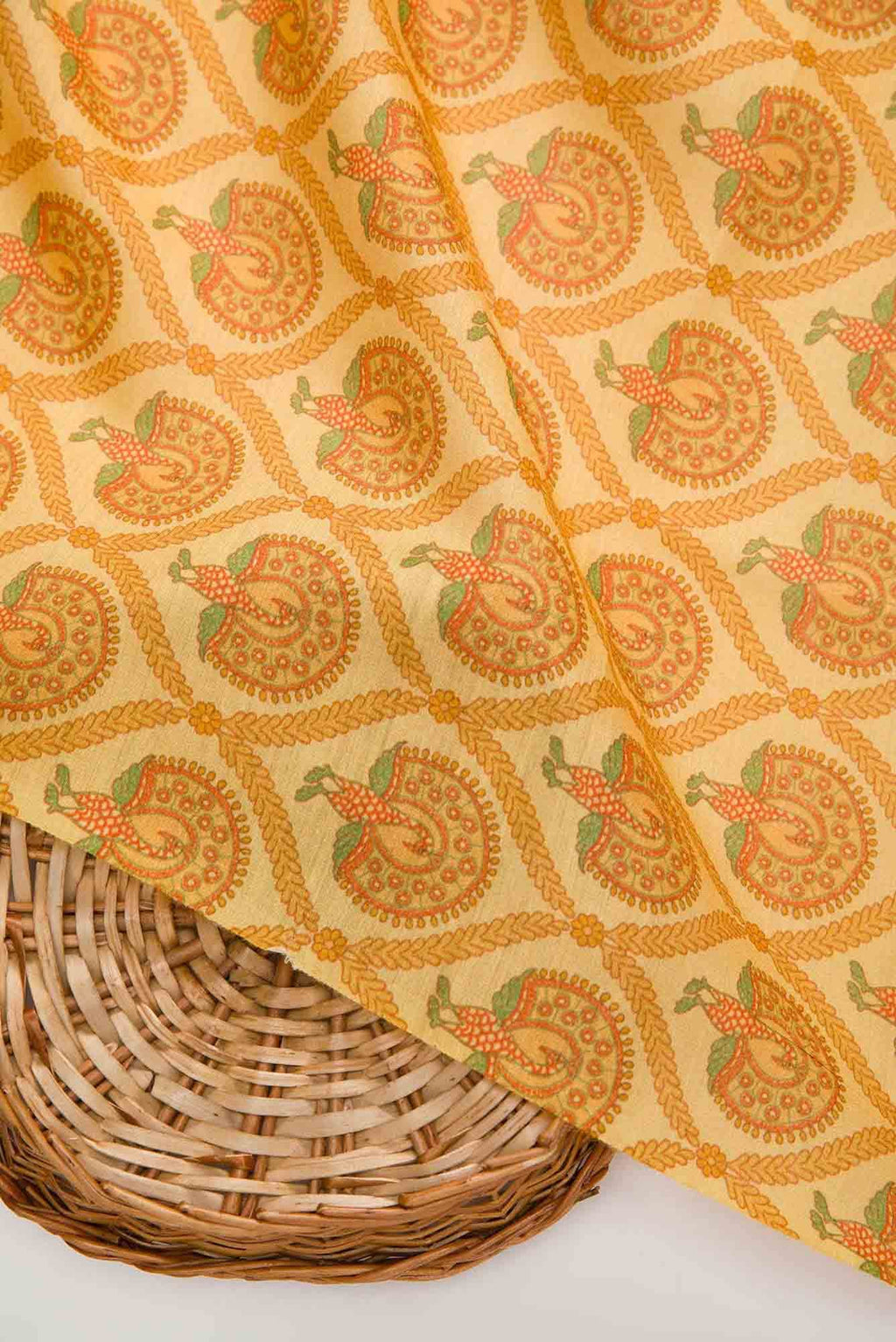 Yellow Chanderi Silk Dress Material