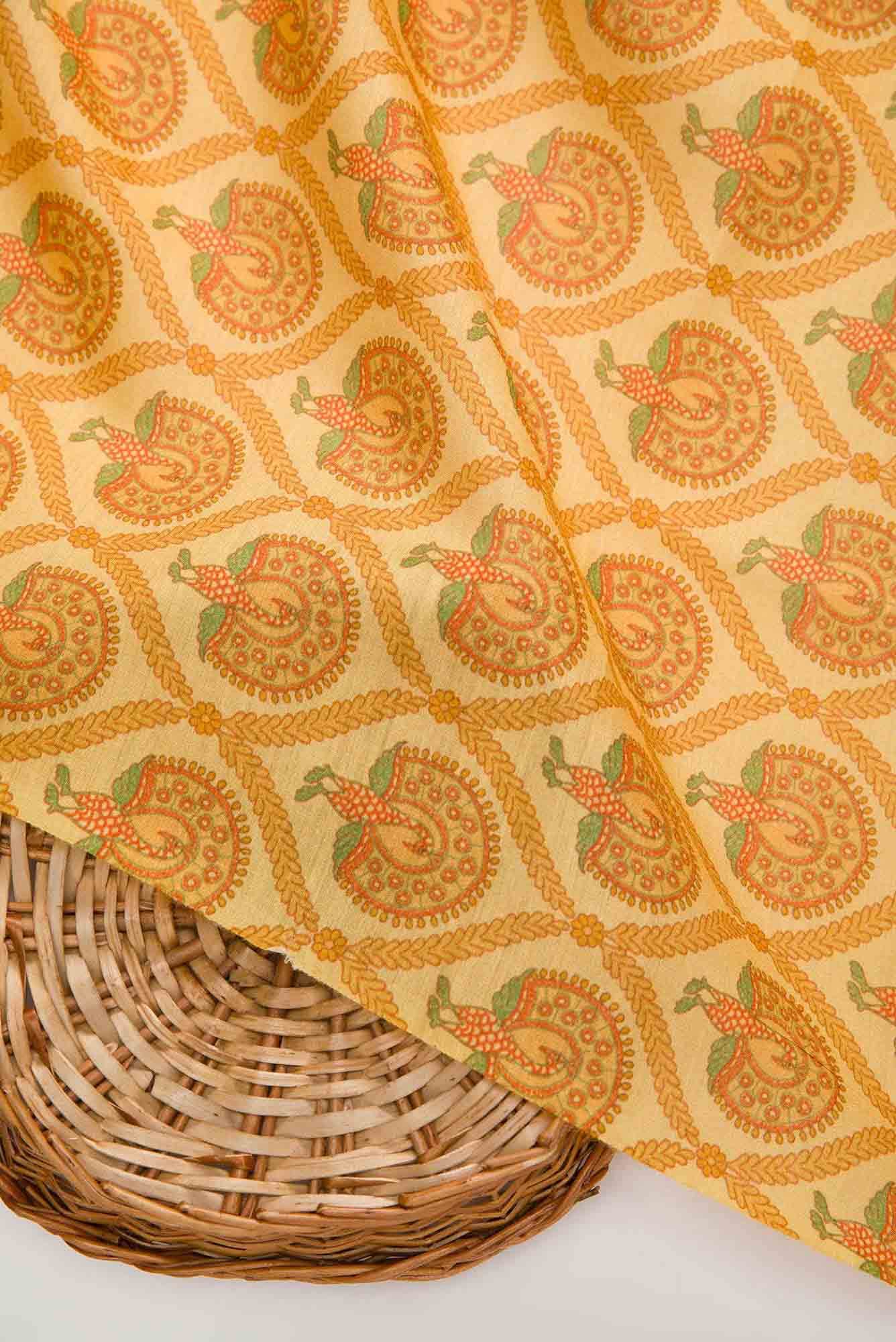 Yellow Chanderi Silk Dress Material