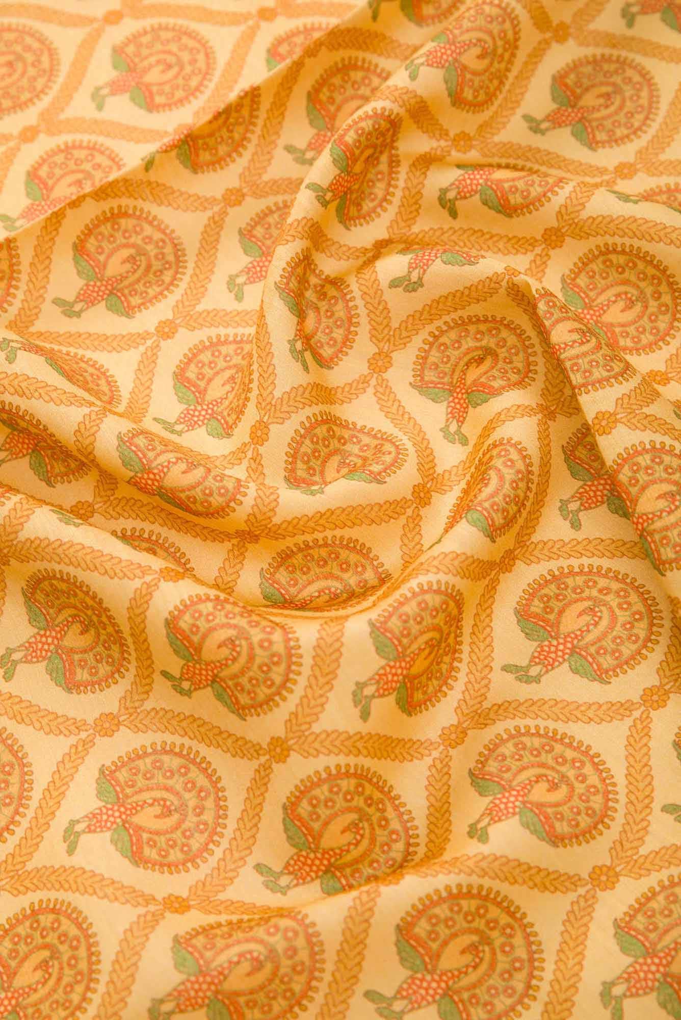 Yellow Chanderi Silk Dress Material