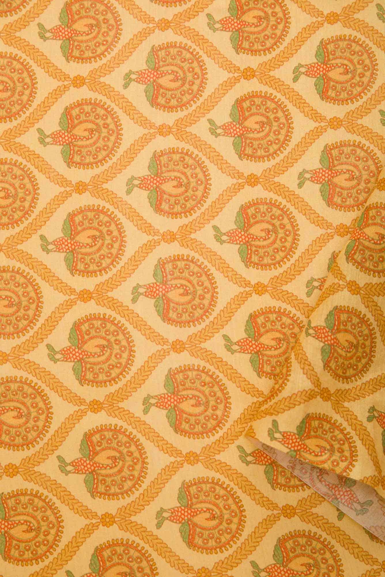 Yellow Chanderi Silk Dress Material
