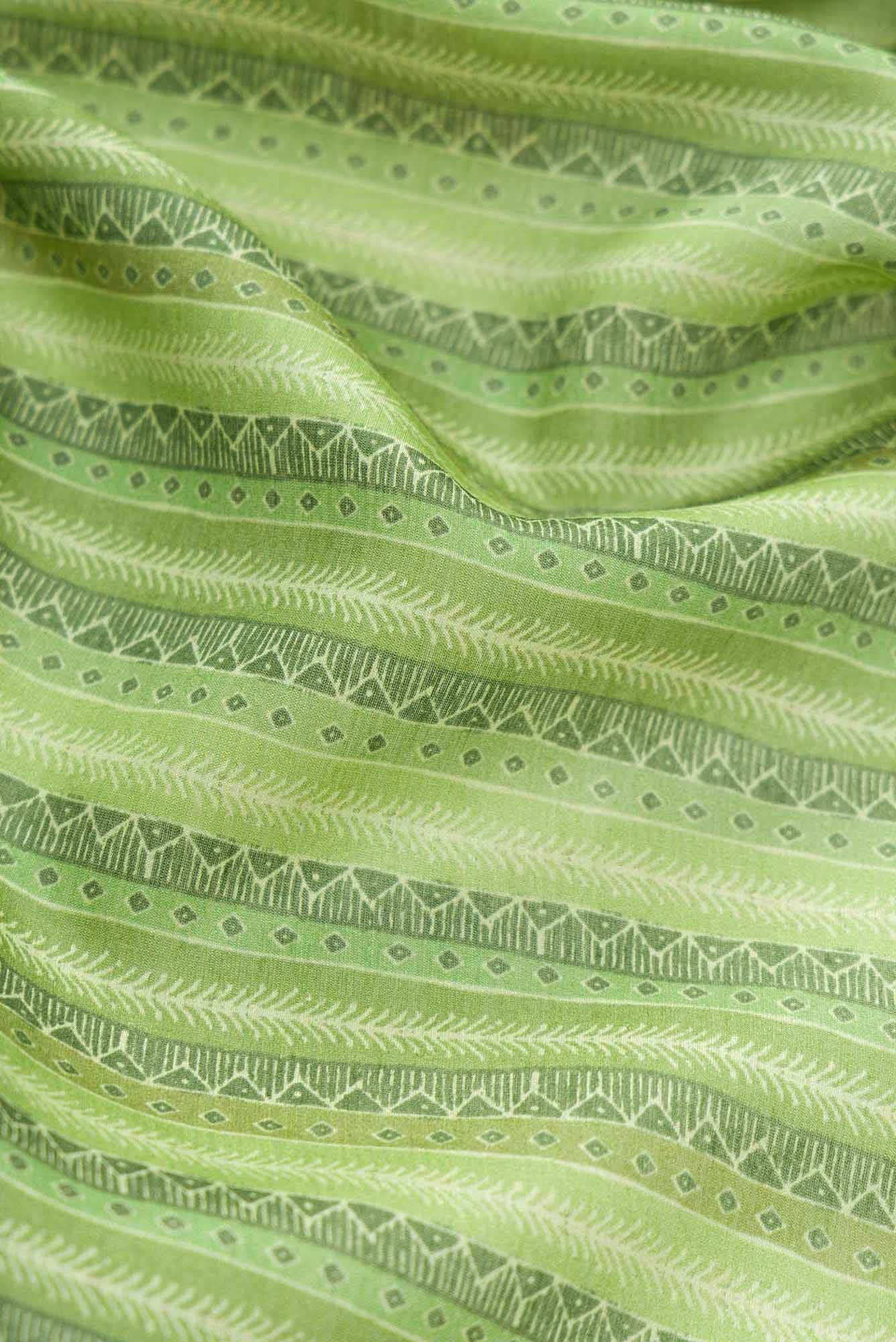 Green Chanderi Silk Dress Material