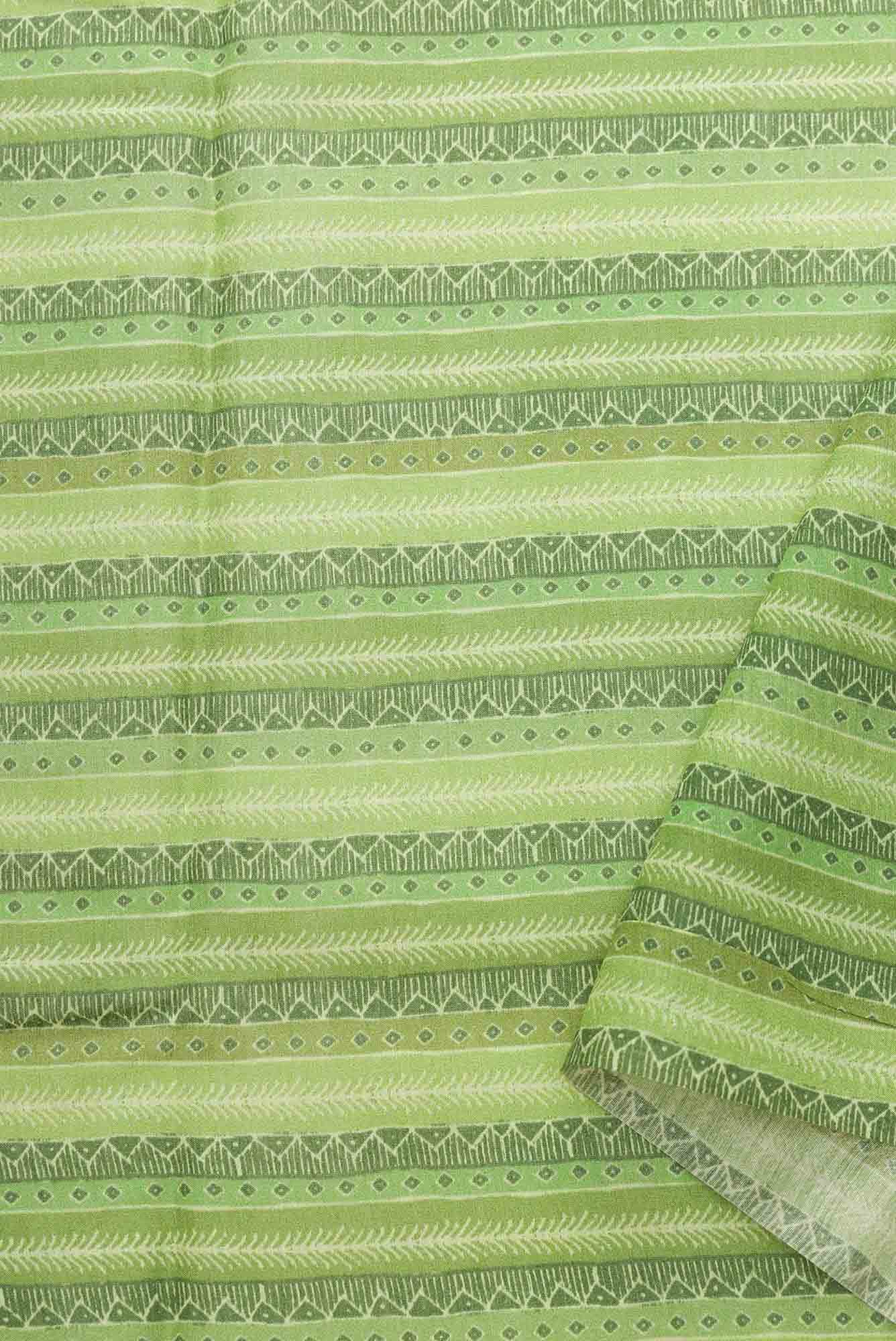 Green Chanderi Silk Dress Material