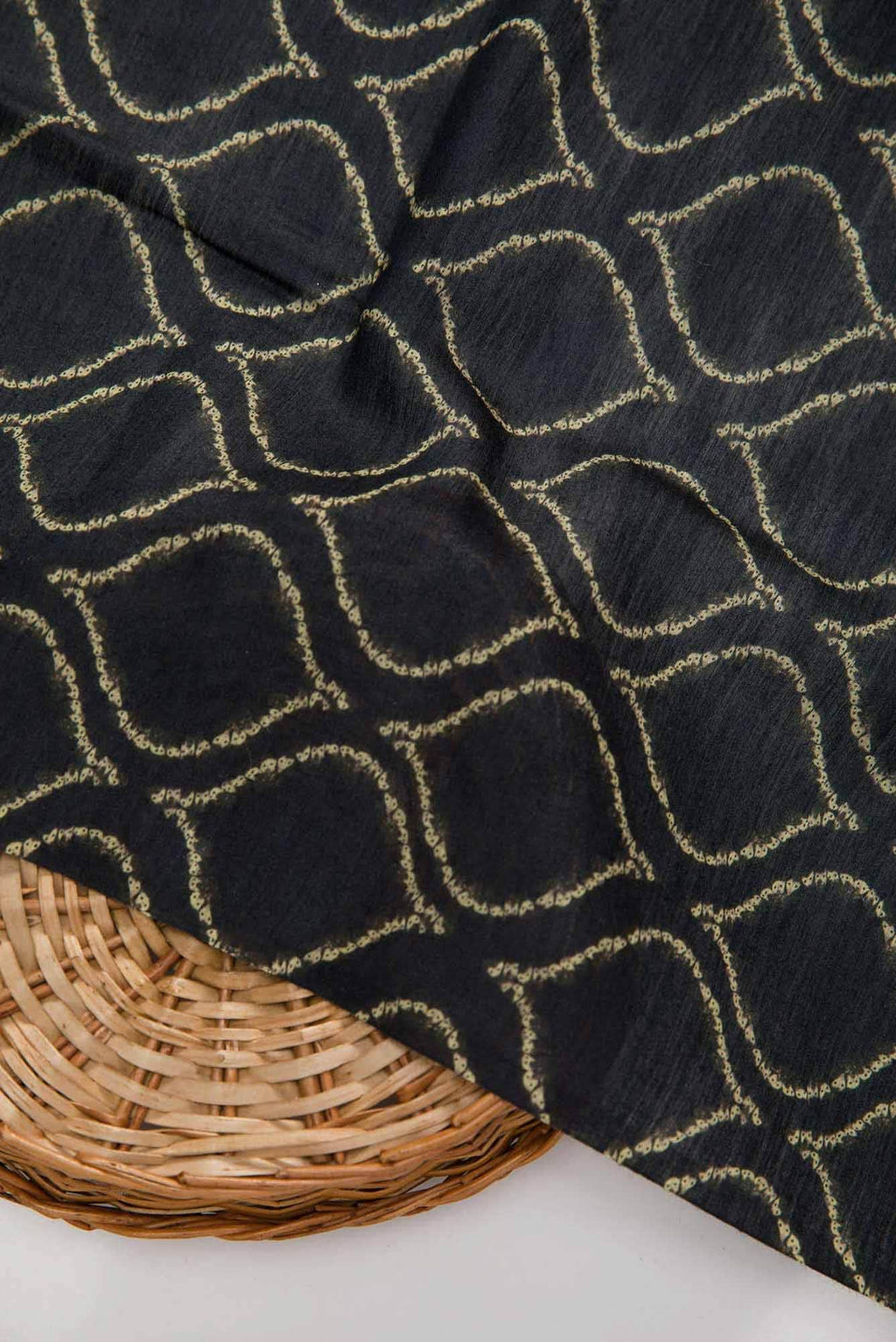 Black Chanderi Silk Dress Material