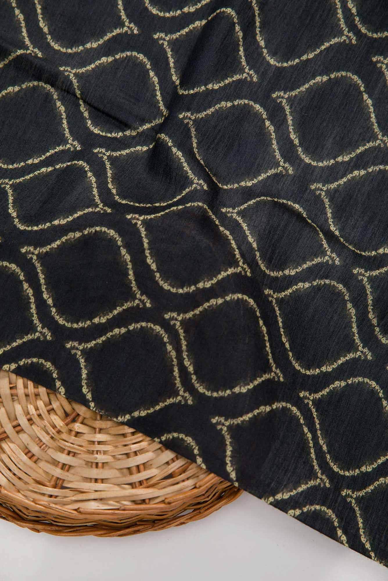 Black Chanderi Silk Dress Material
