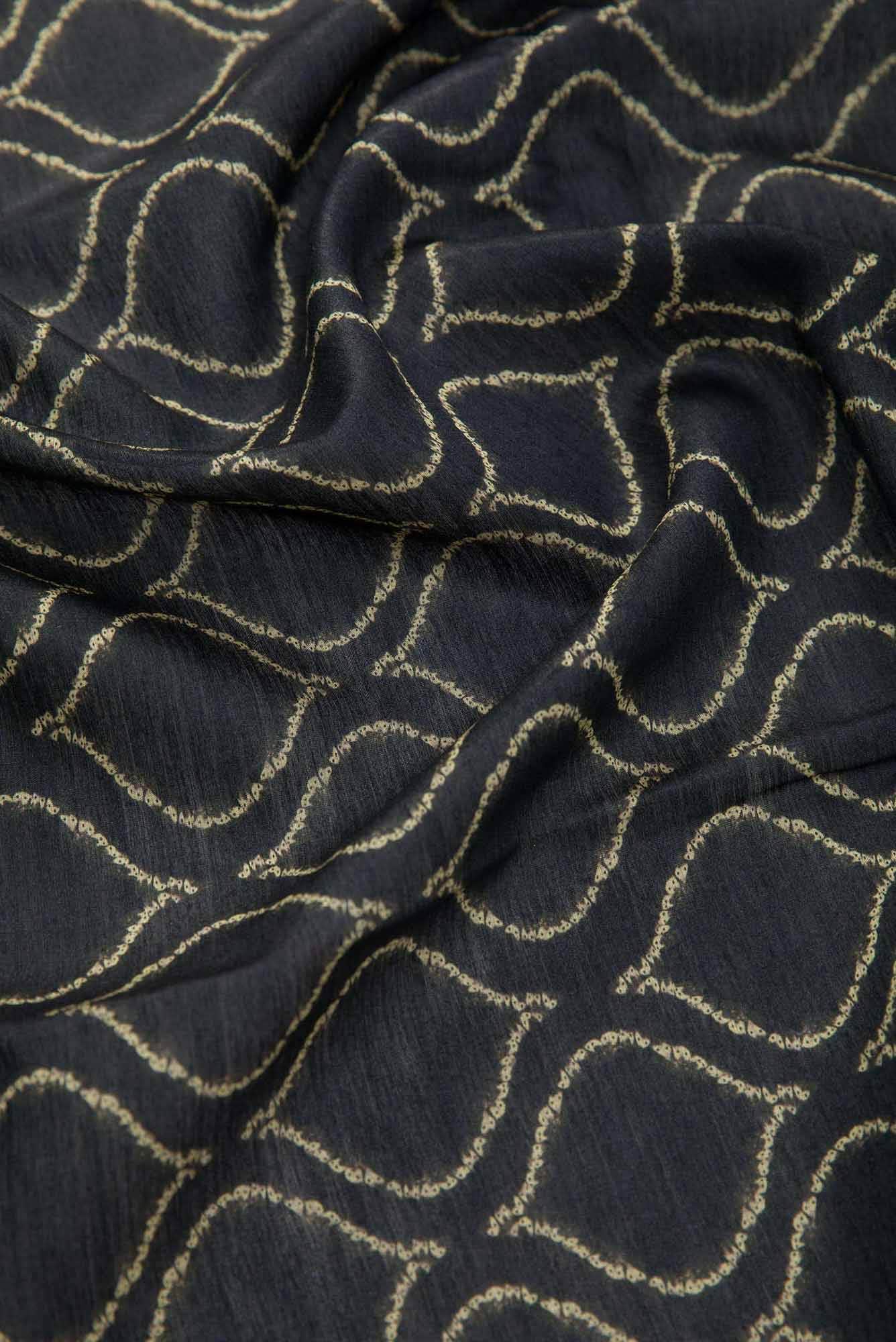Black Chanderi Silk Dress Material