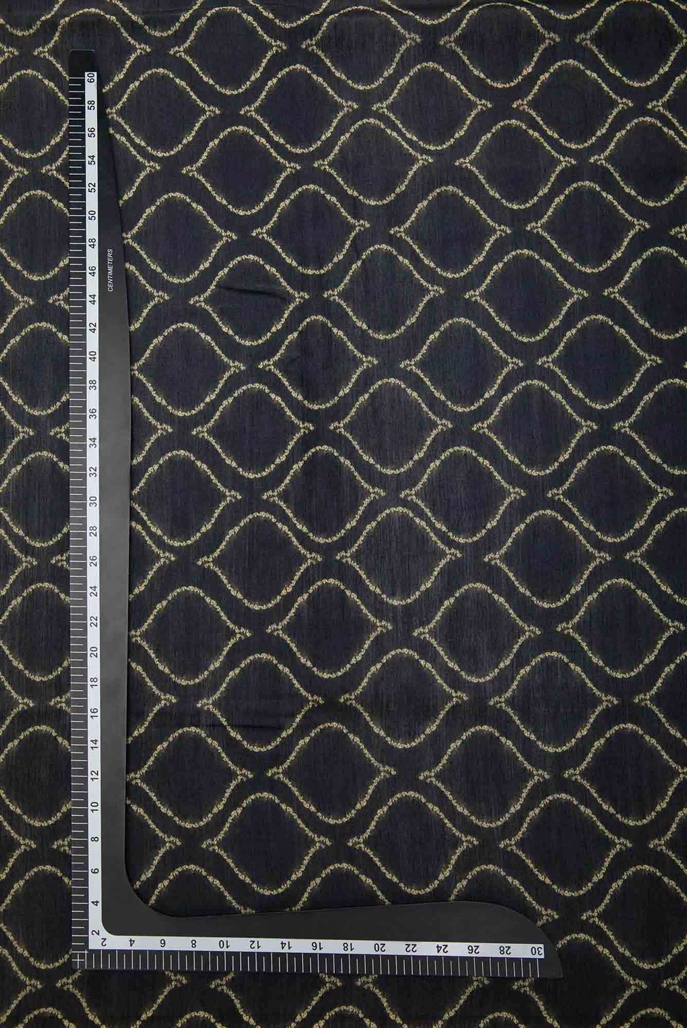 Black Chanderi Silk Dress Material