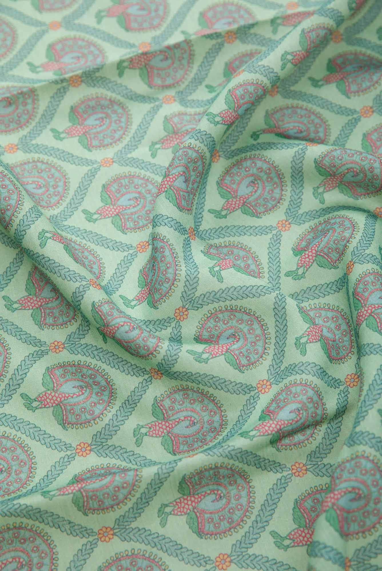 Sea Green Chanderi Silk Dress Material