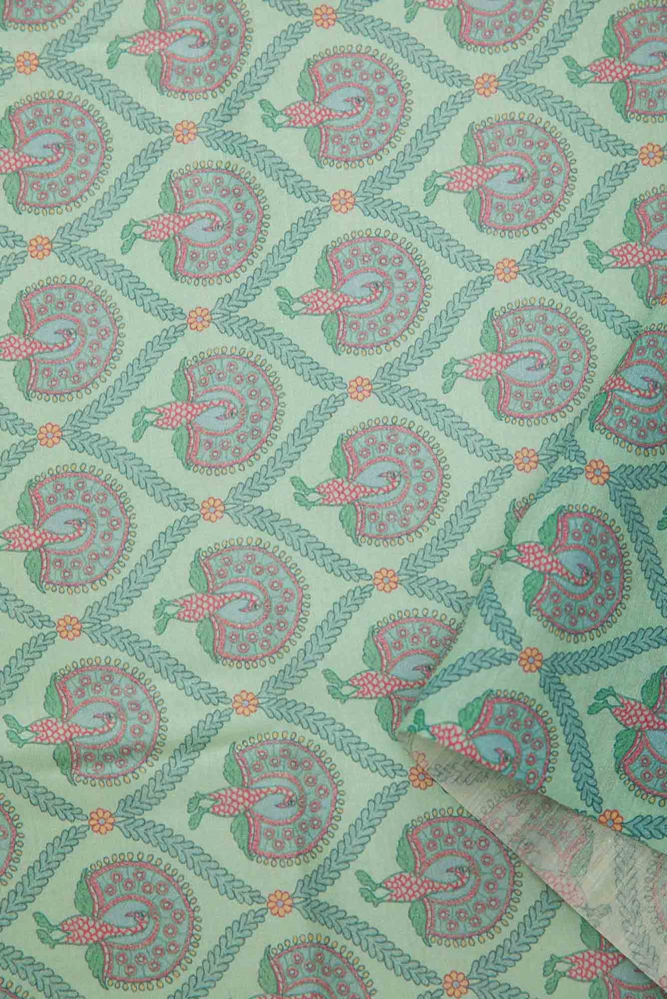 Sea Green Chanderi Silk Dress Material