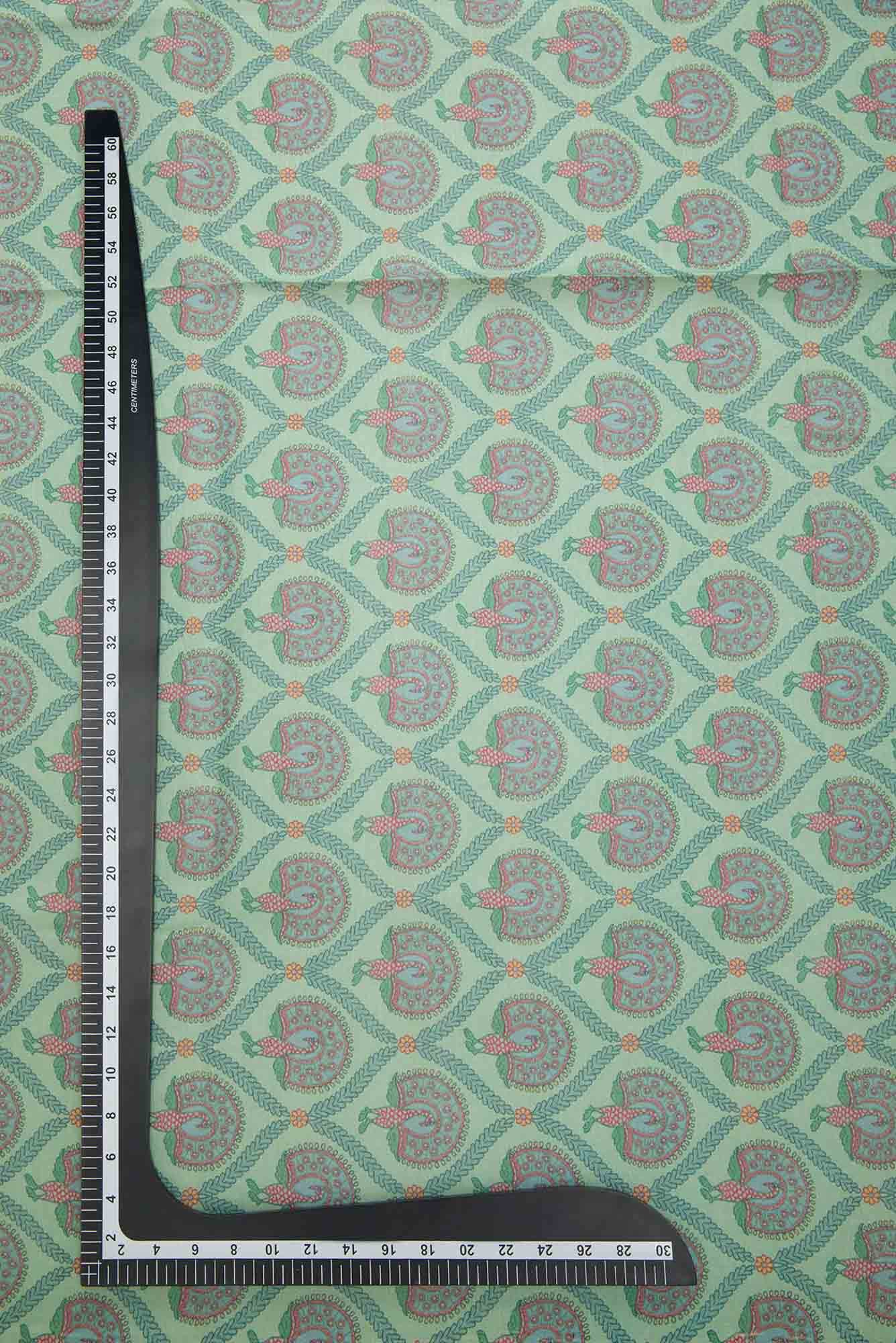 Sea Green Chanderi Silk Dress Material