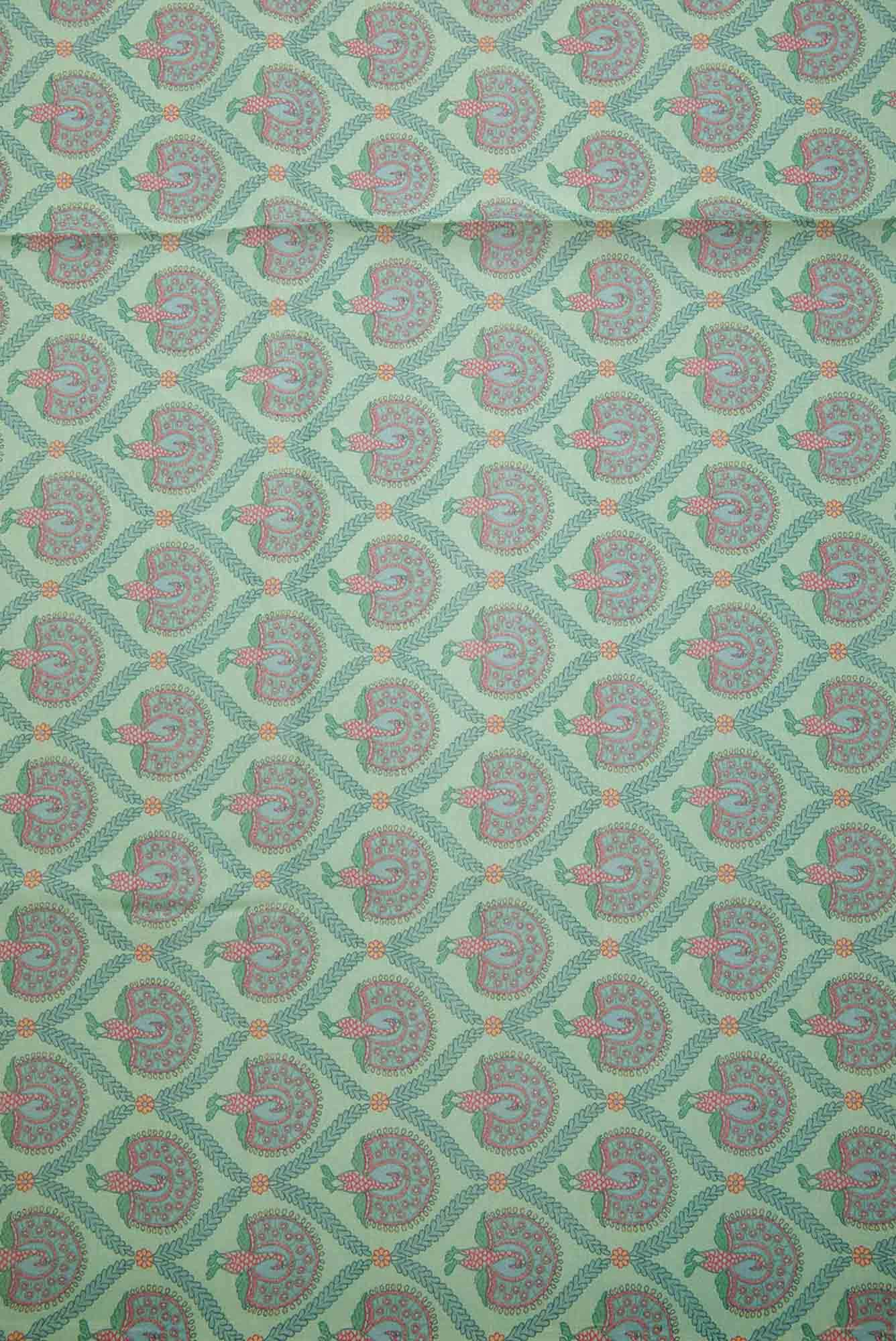 Sea Green Chanderi Silk Dress Material