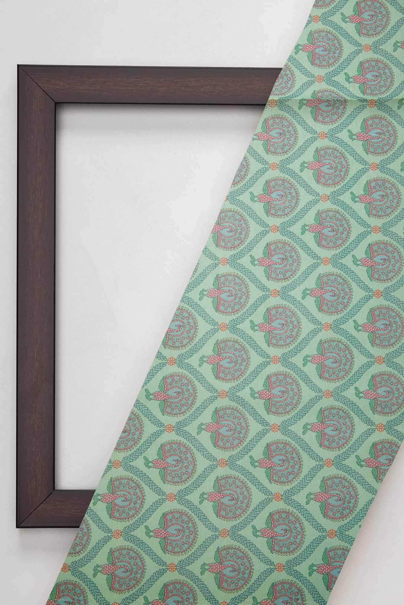 Sea Green Chanderi Silk Dress Material