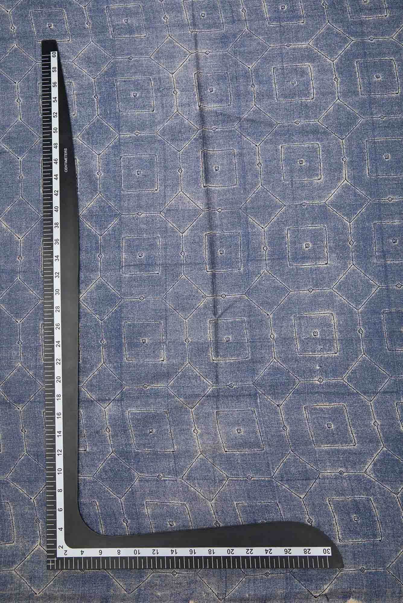 Blue Tussar Silk Dress Material