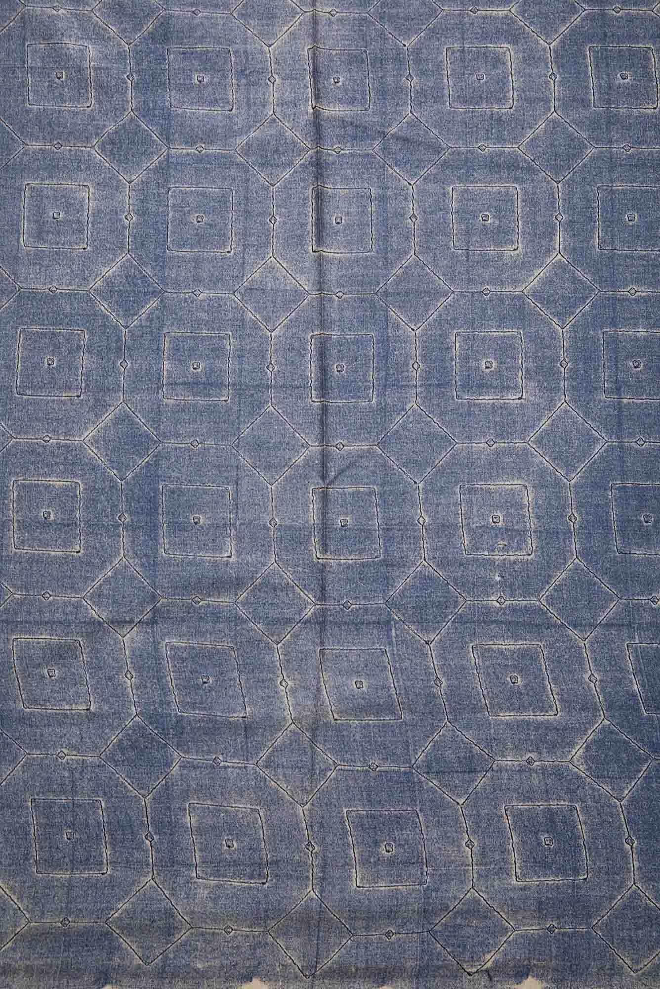 Blue Tussar Silk Dress Material