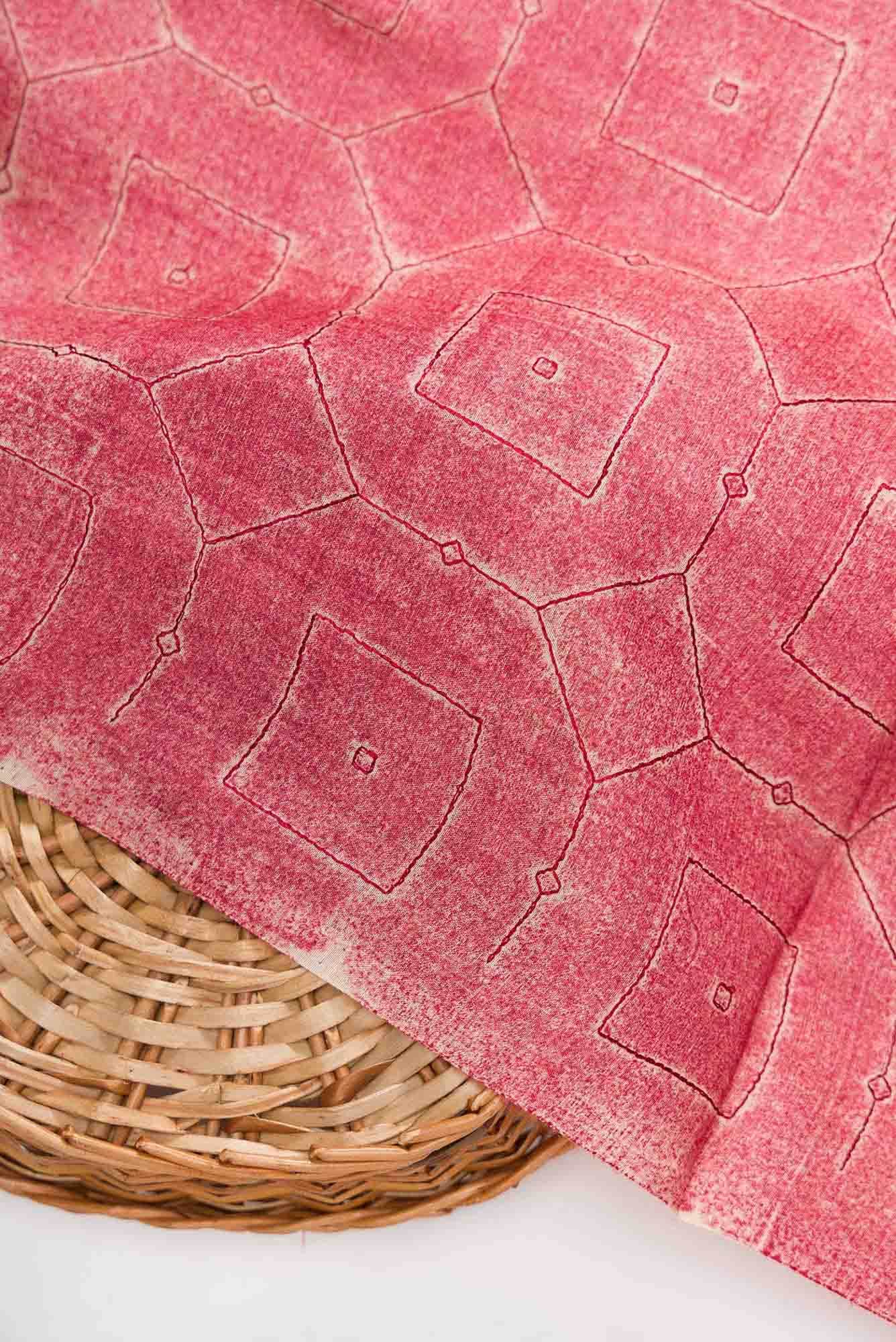 Pink Chanderi Silk Dress Material