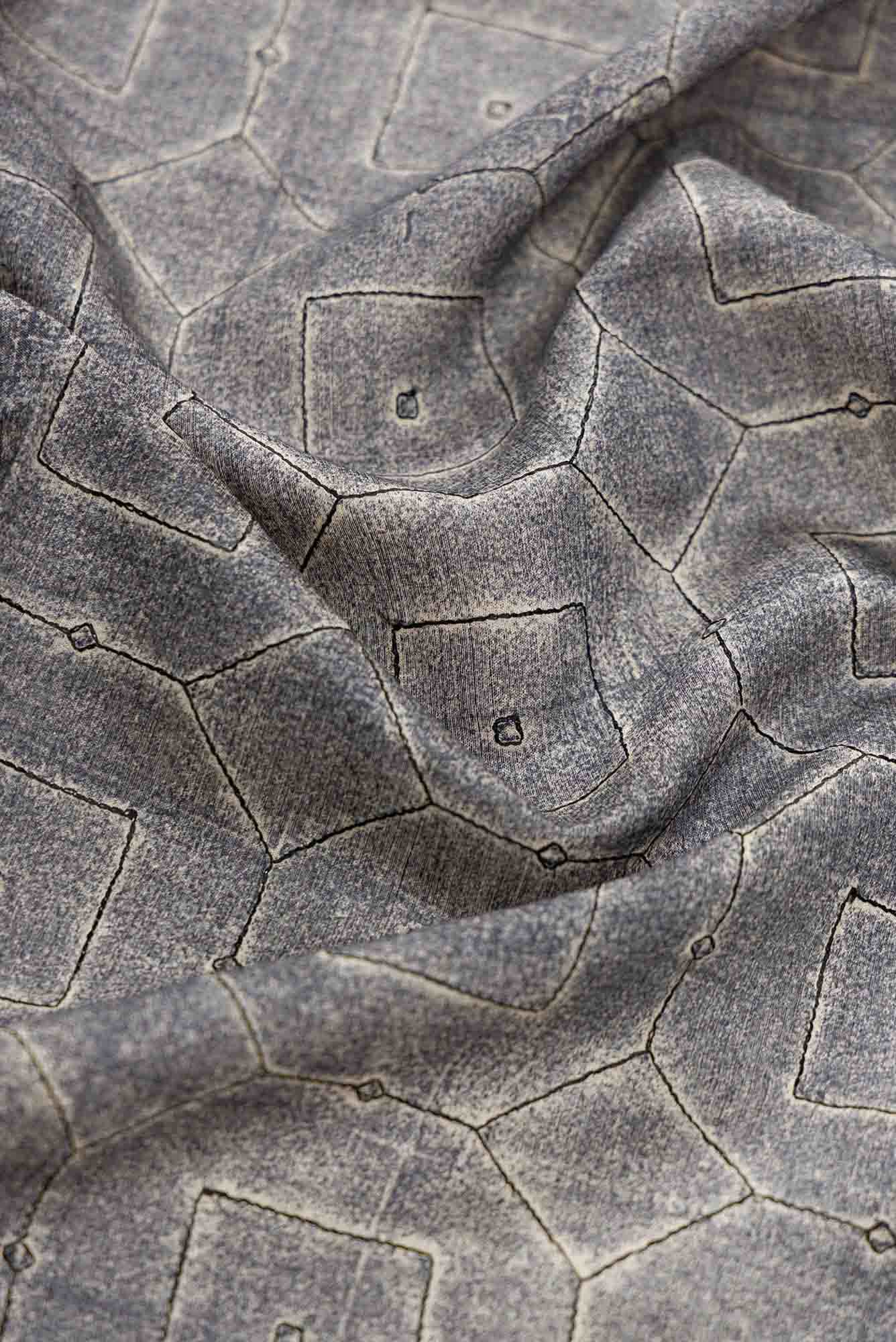 Grey Tussar Silk Dress Material