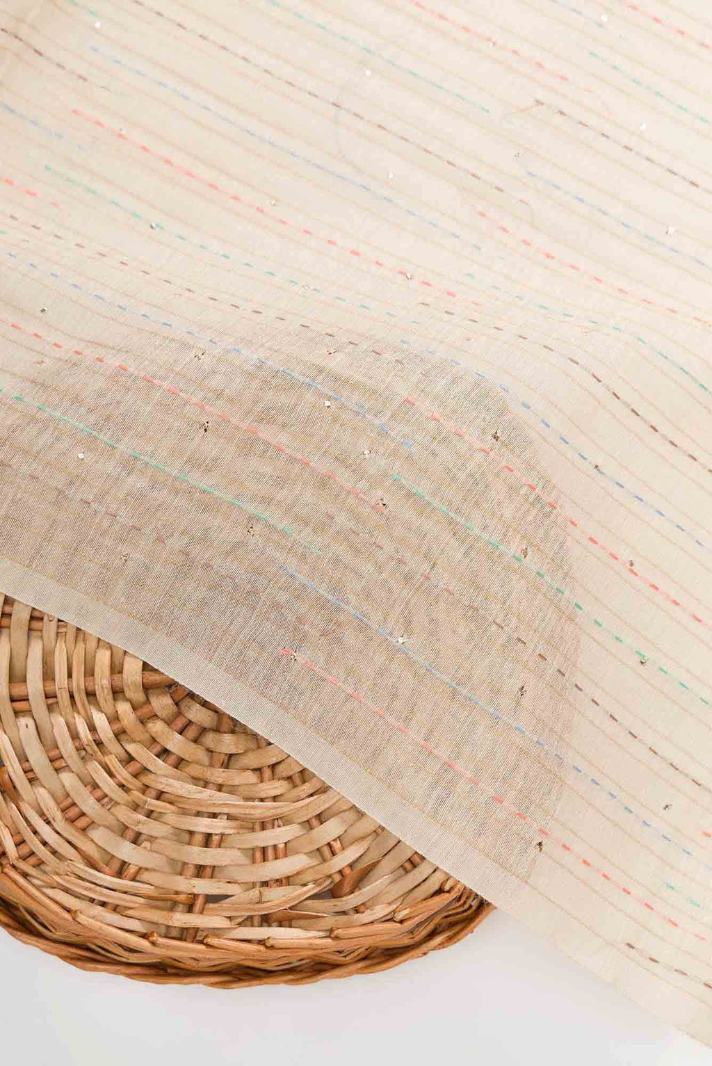 Beige Tussar Silk Dress Material