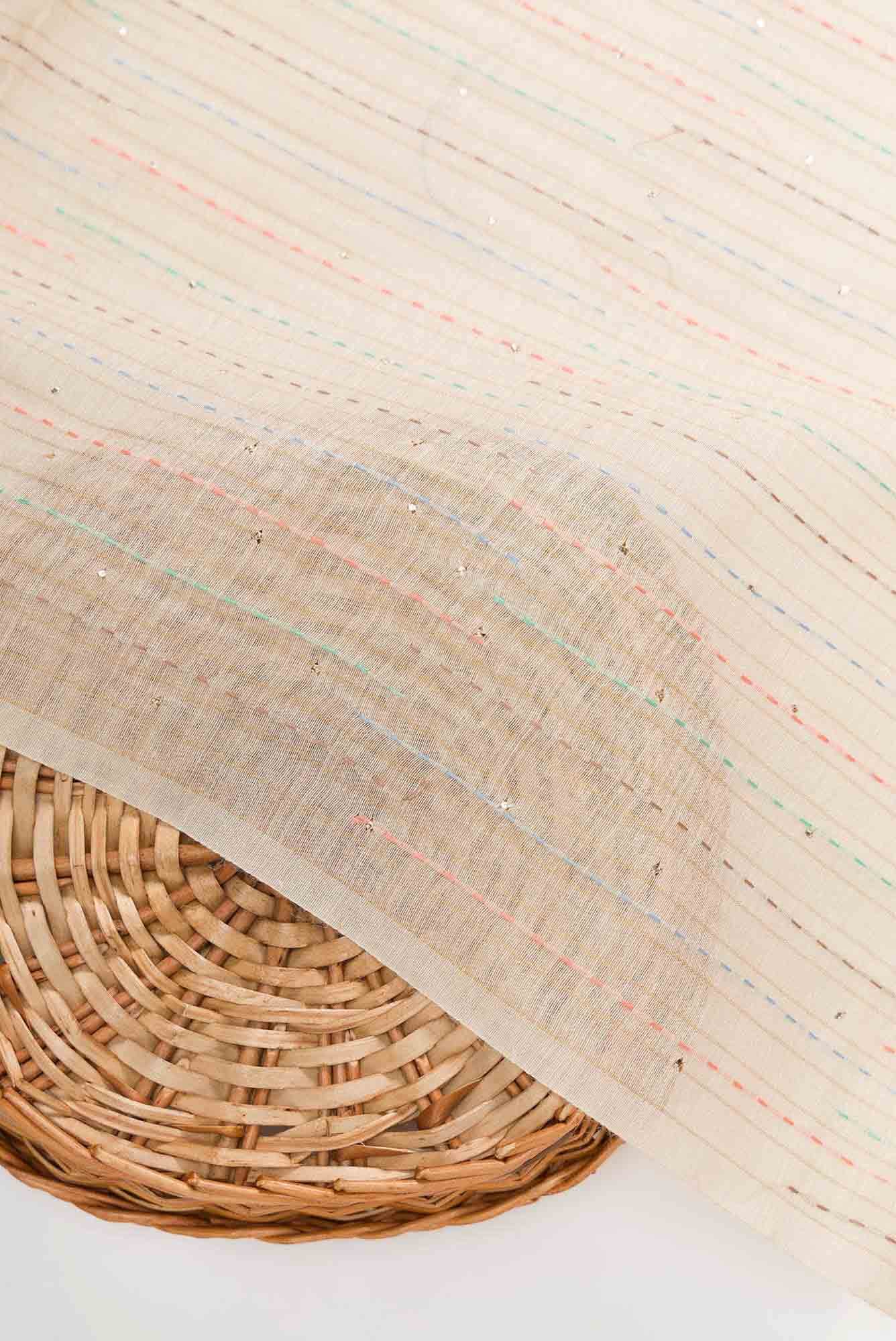 Beige Tussar Silk Dress Material