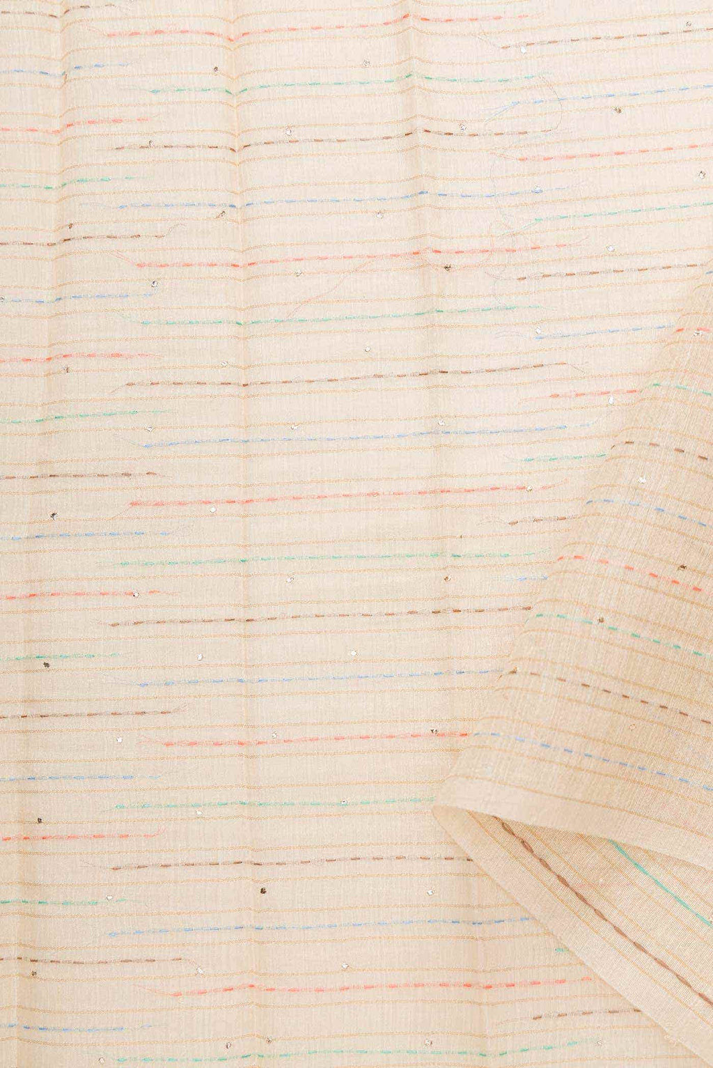 Beige Tussar Silk Dress Material