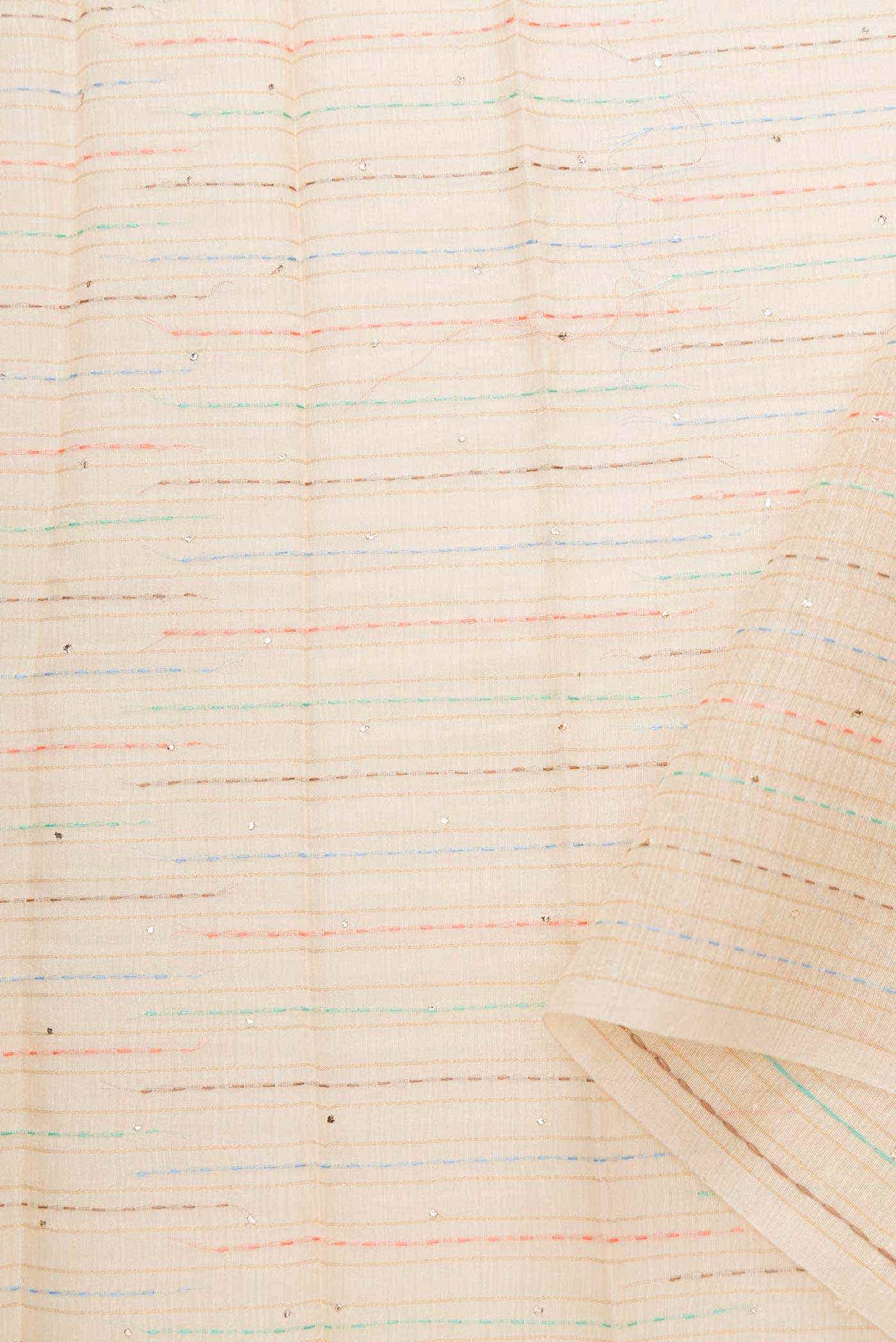 Beige Tussar Silk Dress Material