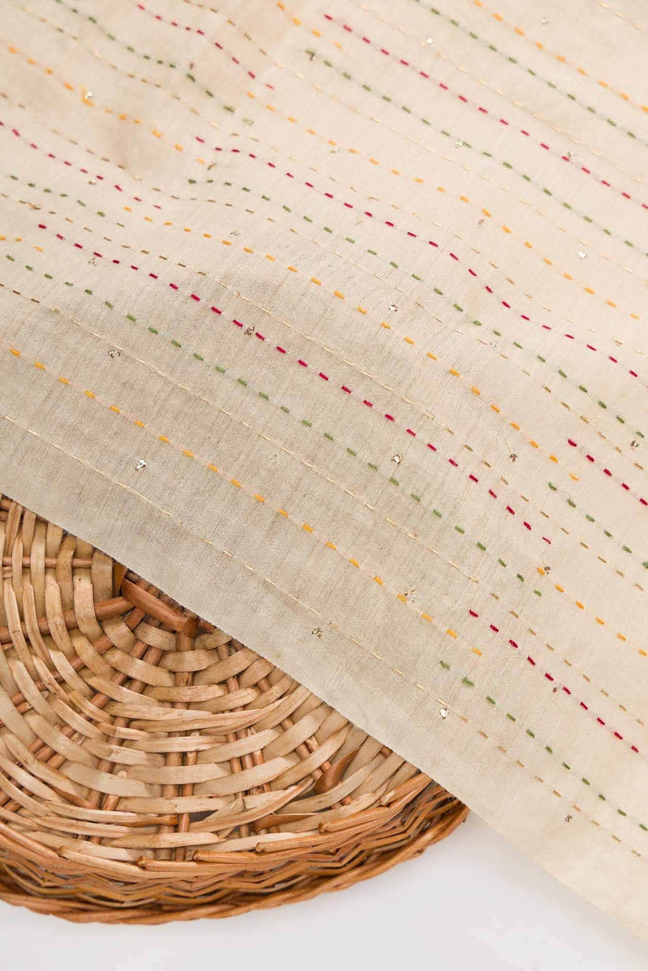 Sandal Tussar Silk Dress Material