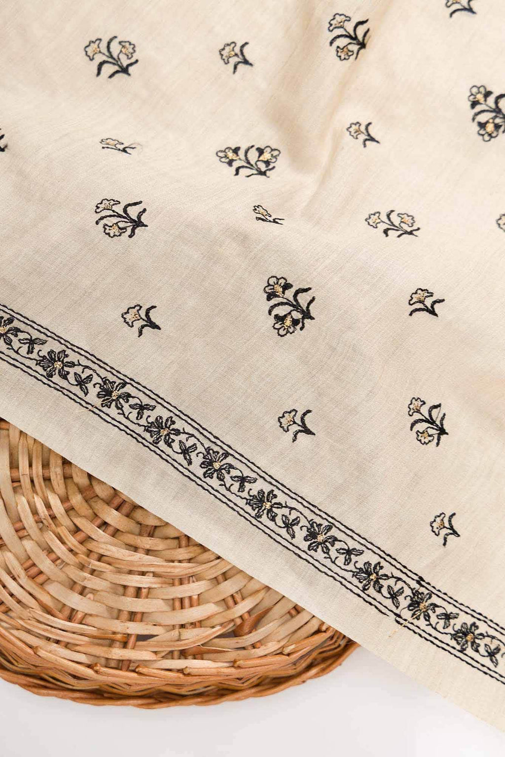 Beige Tussar Silk Dress Material