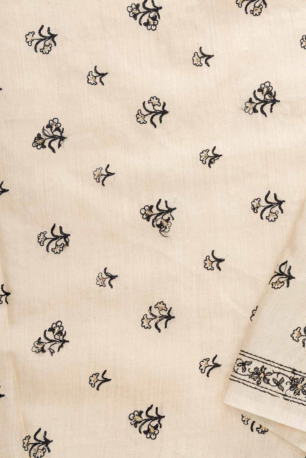 Beige Tussar Silk Dress Material
